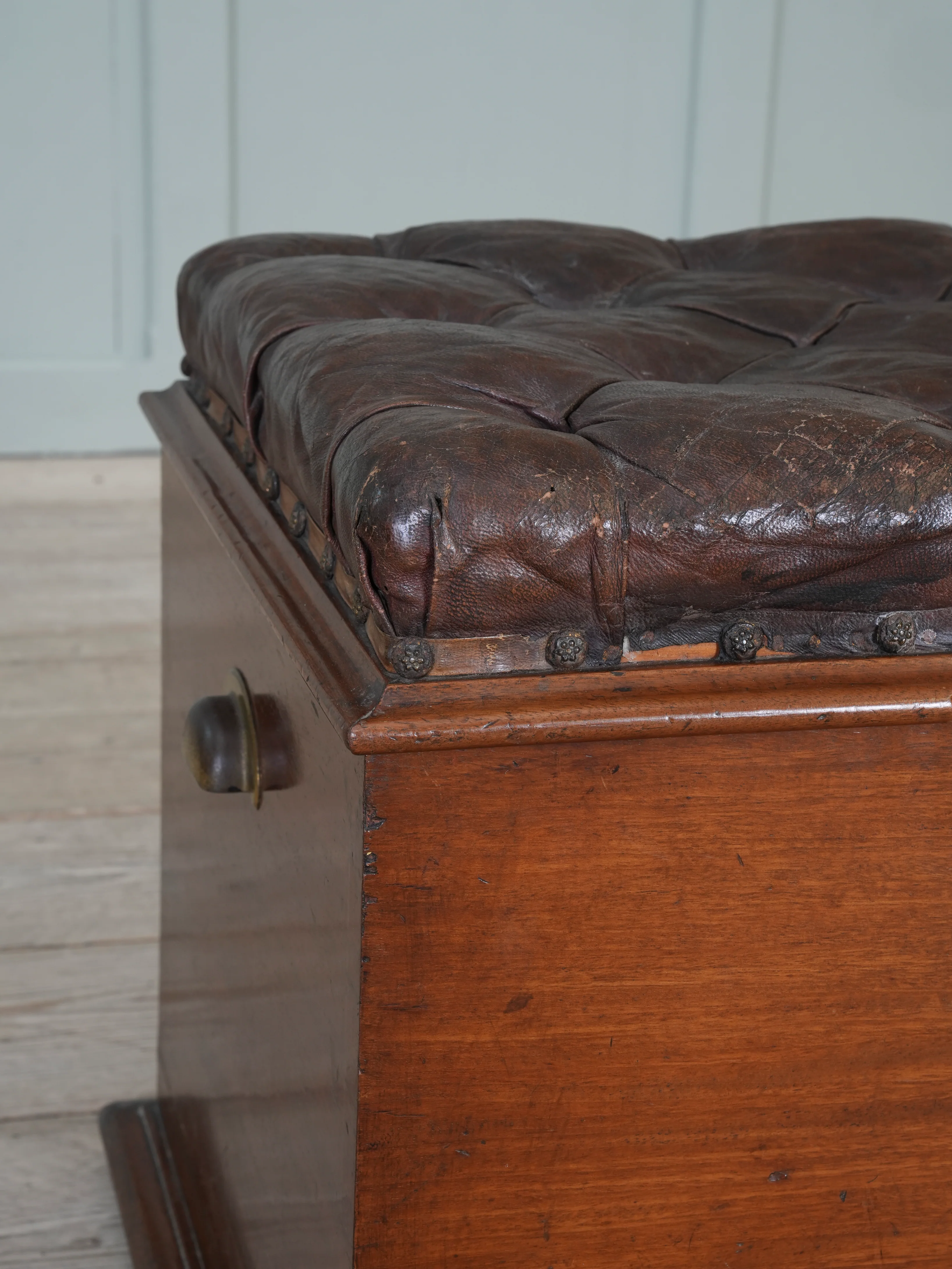 A 19th Century Buttoned Leather Box Ottoman - Image 8