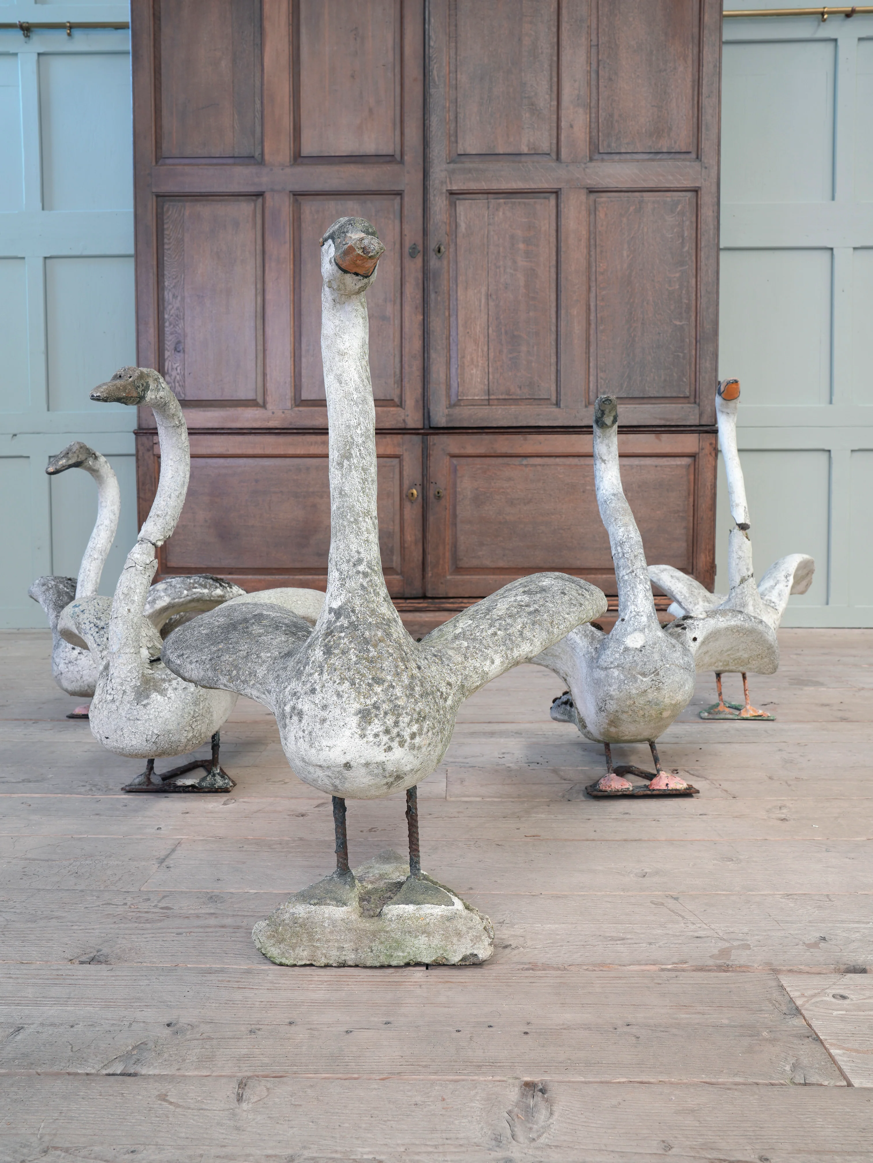 A Bevy of Composition Stone Swans - Image 2
