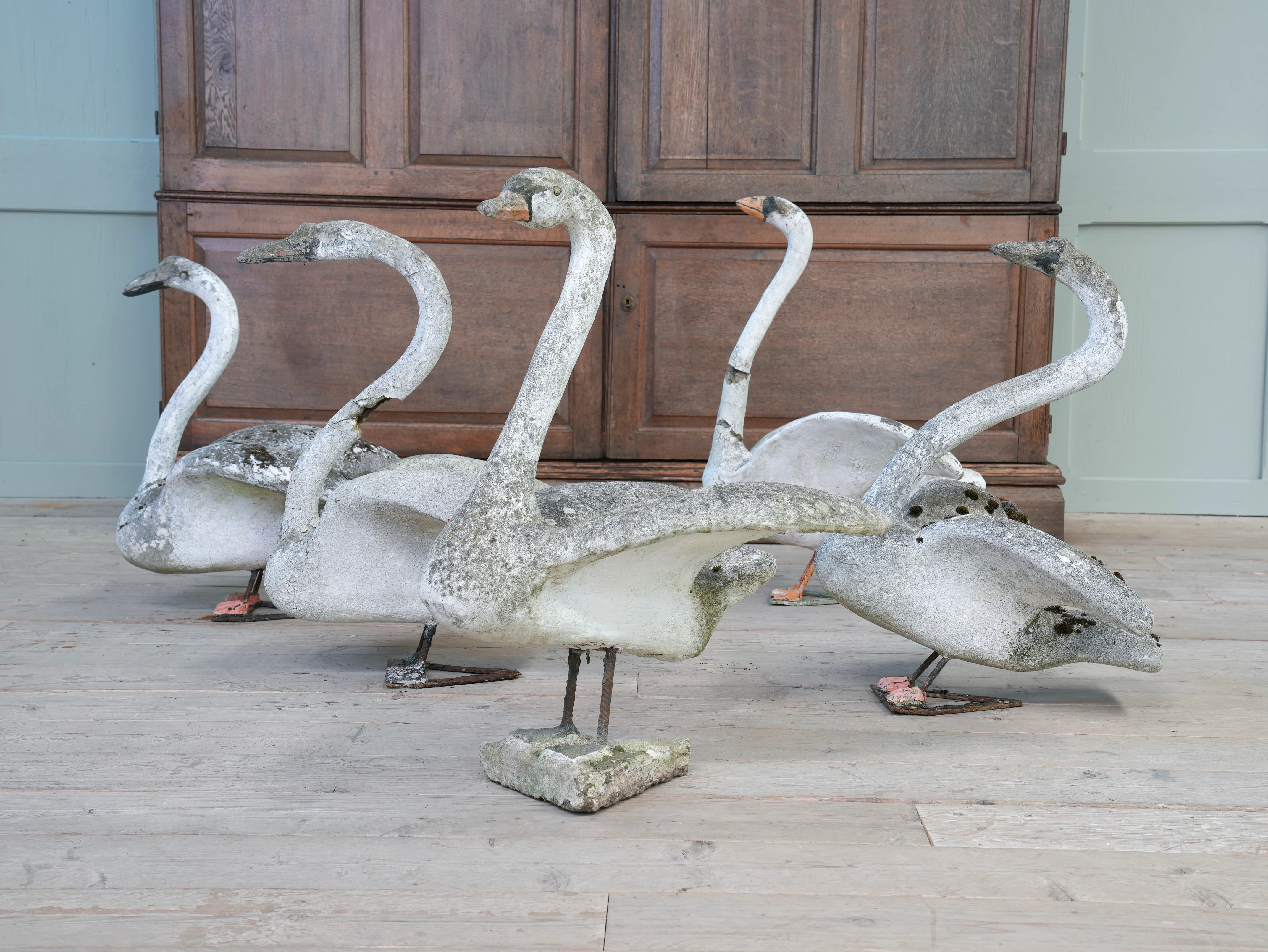 A Bevy of Composition Stone Swans - Image 23