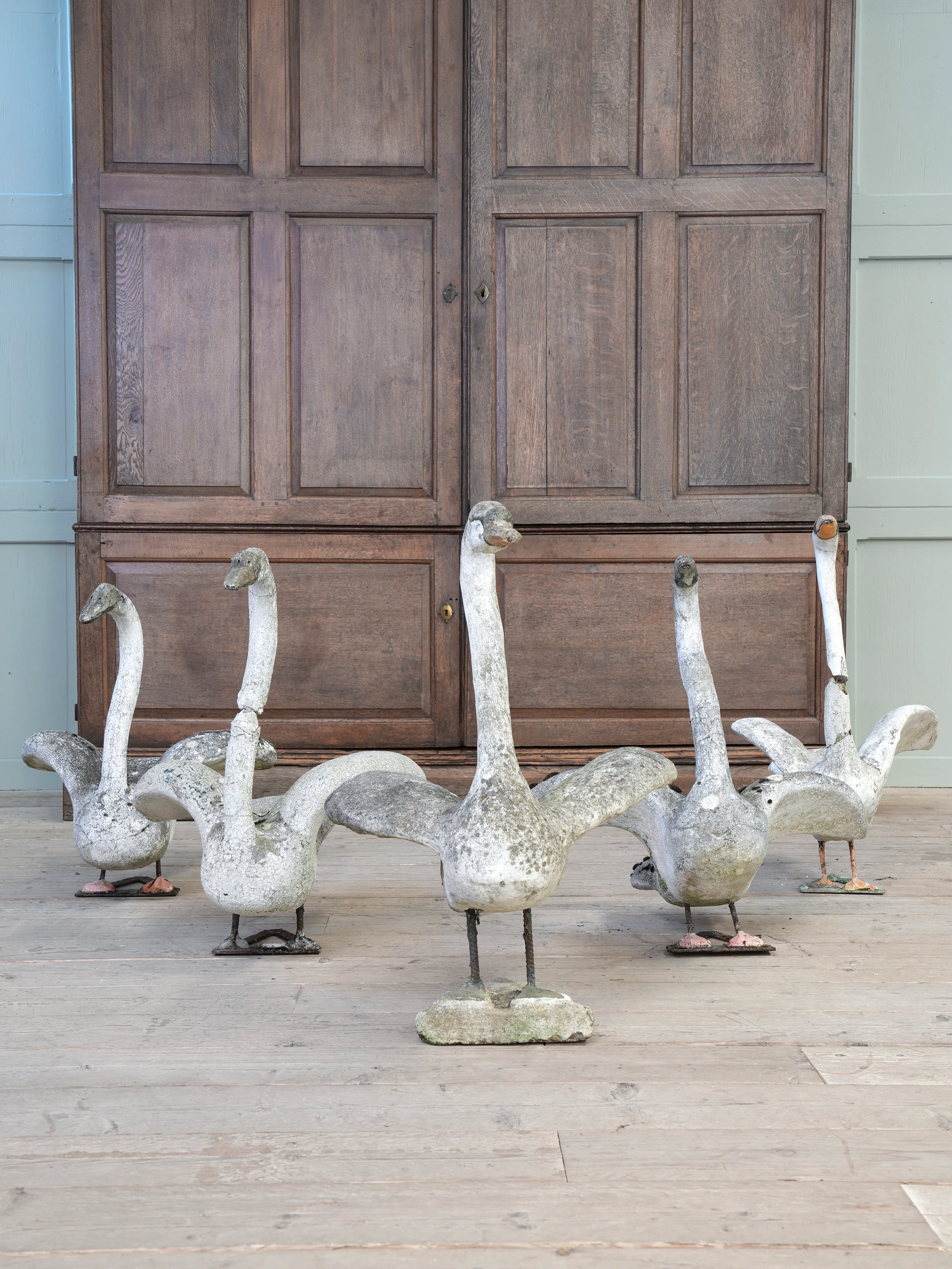 A Bevy of Composition Stone Swans - Image 4