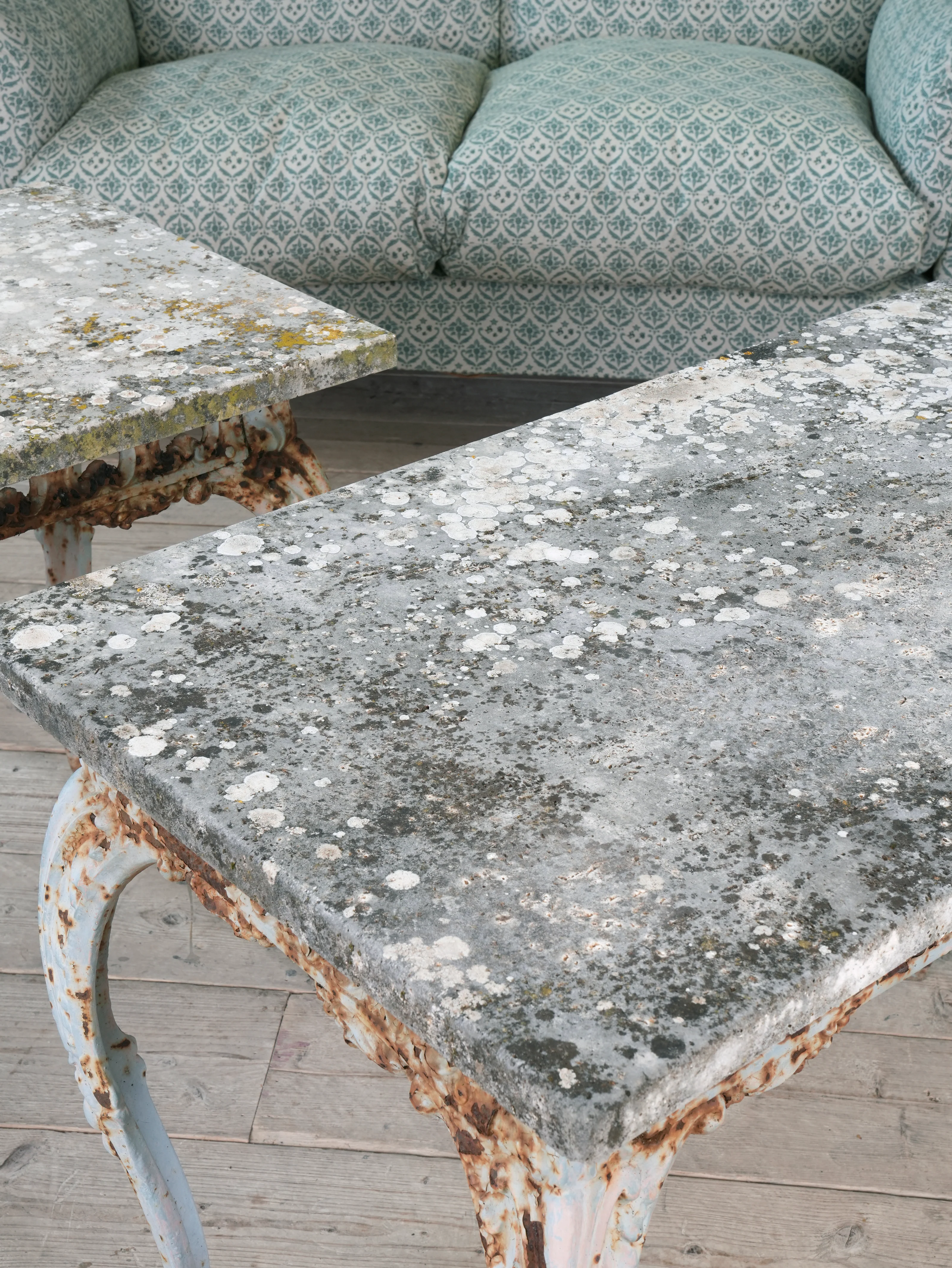 A Pair of Travertine Marble & Cast Iron Orangery Tables - Image 11