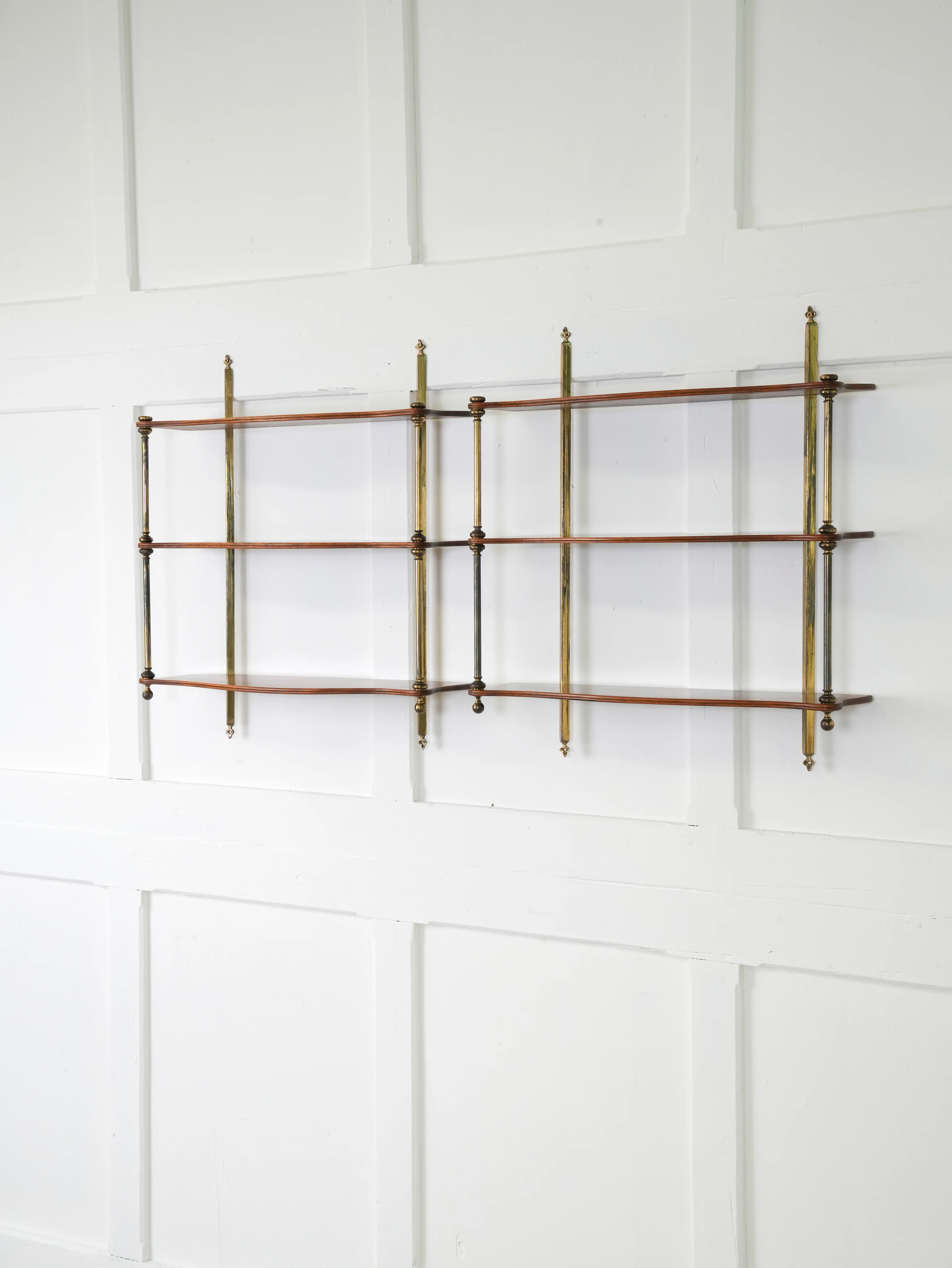 A Pair of Mahogany & Brass Hanging Shelves - Image 2