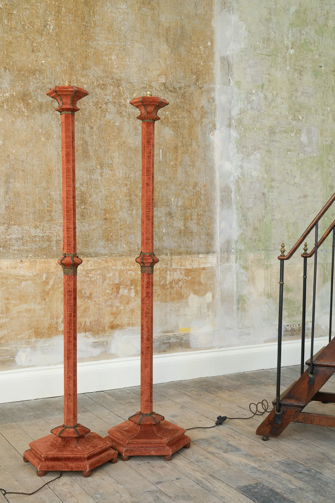 A Pair of Velvet Floor Lamps - Image 3