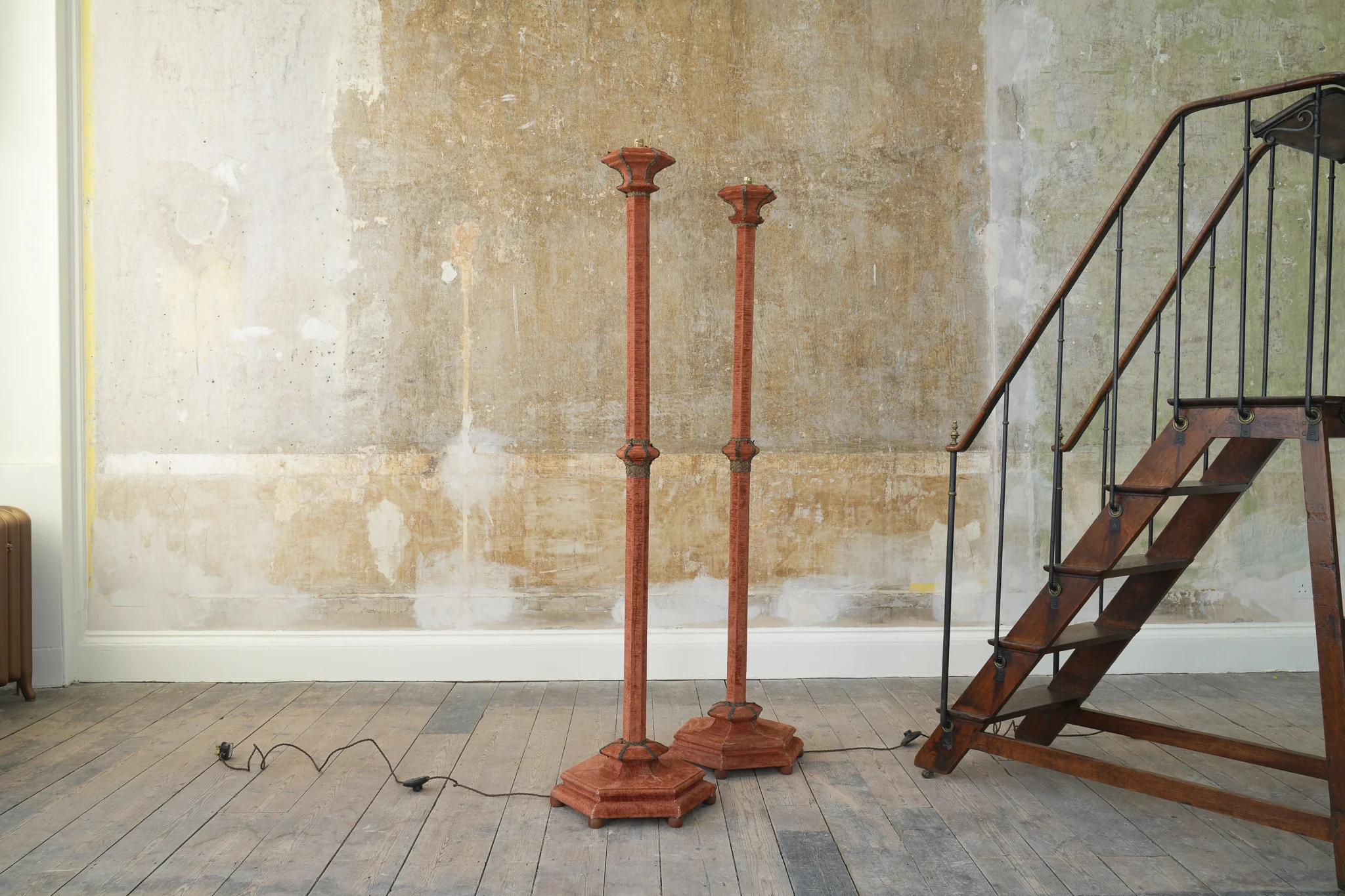 A Pair of Velvet Floor Lamps - Image 4