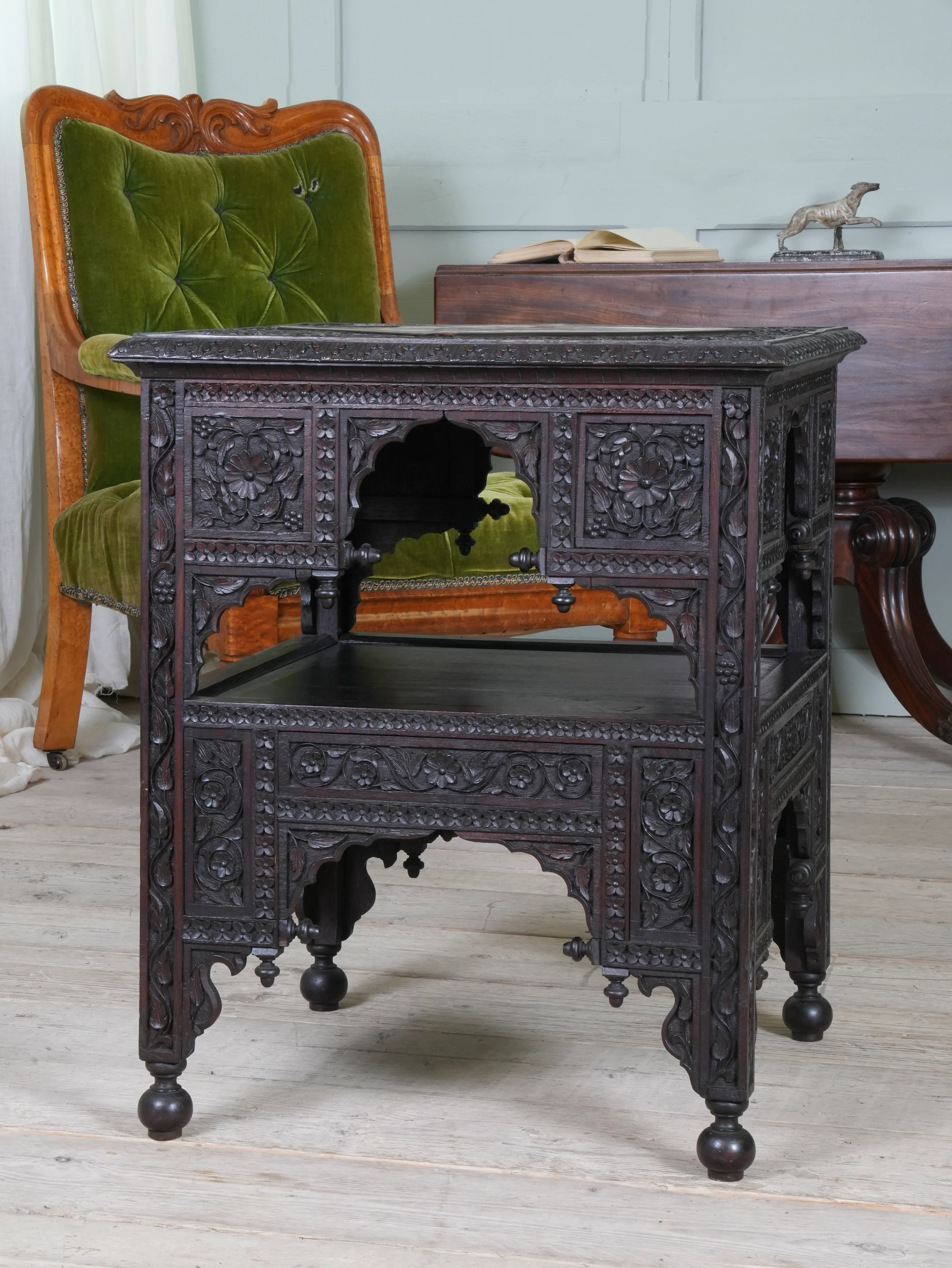 A Carved Rosewood & Pietra Dura Occasional Table - Image 3