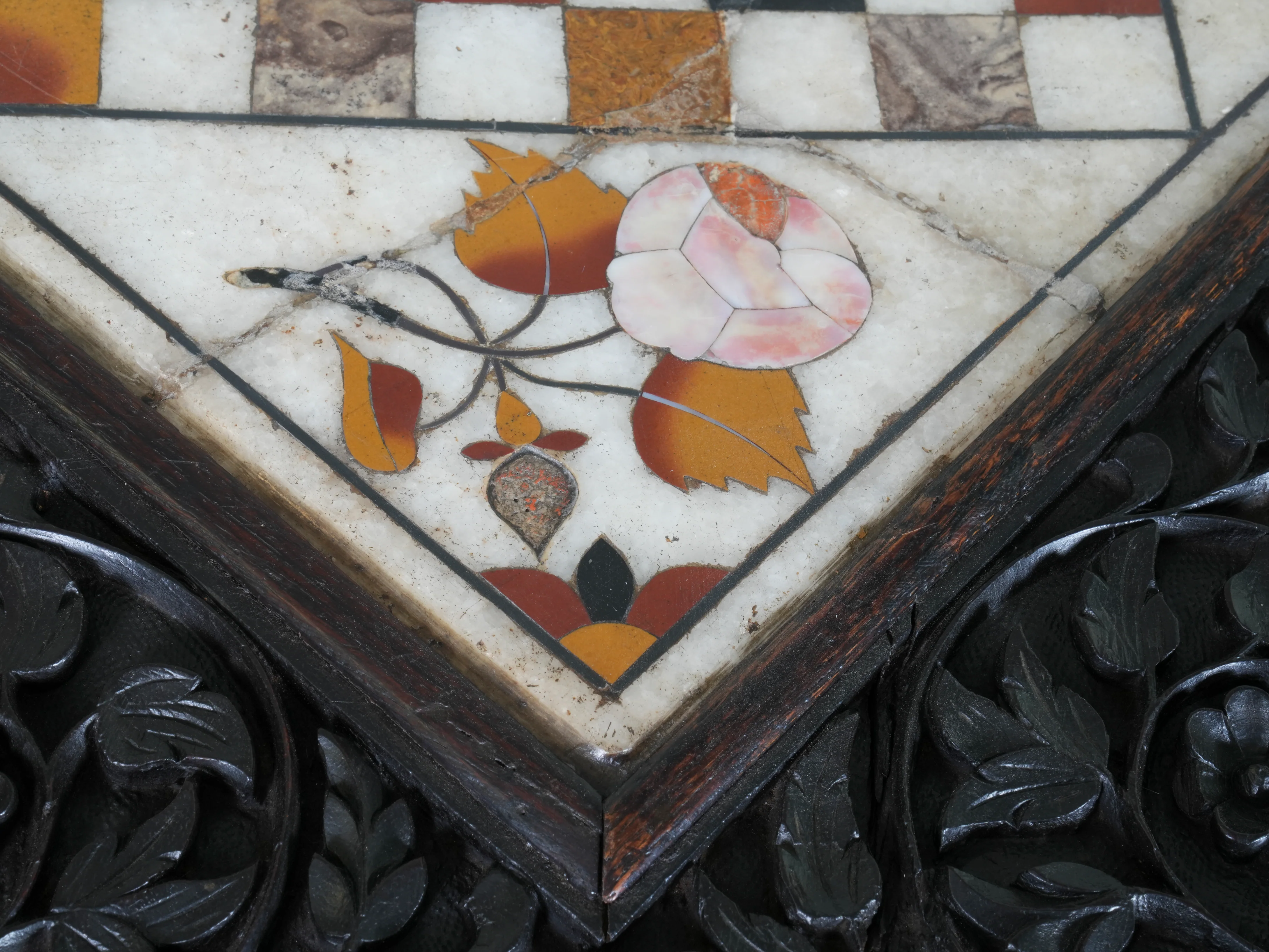 A Carved Rosewood & Pietra Dura Occasional Table - Image 9