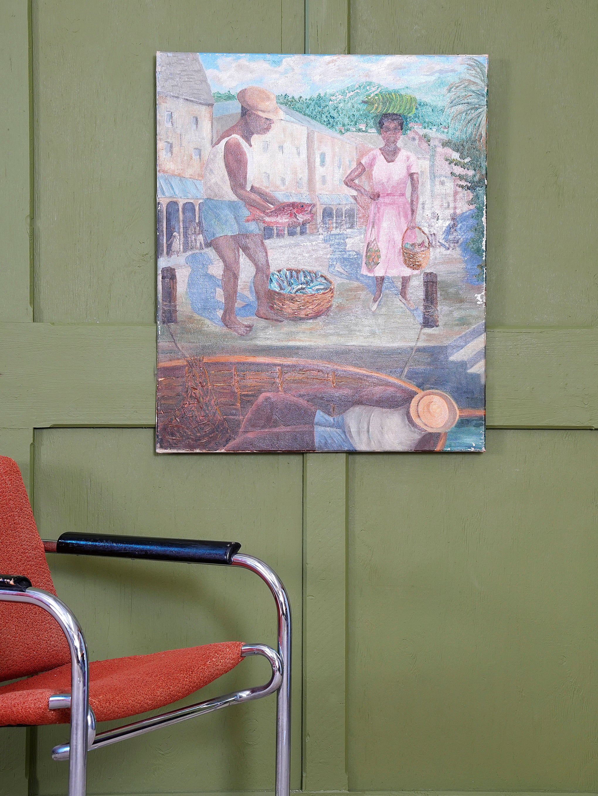 A Caribbean Harbour Oil On Canvas - Image 2