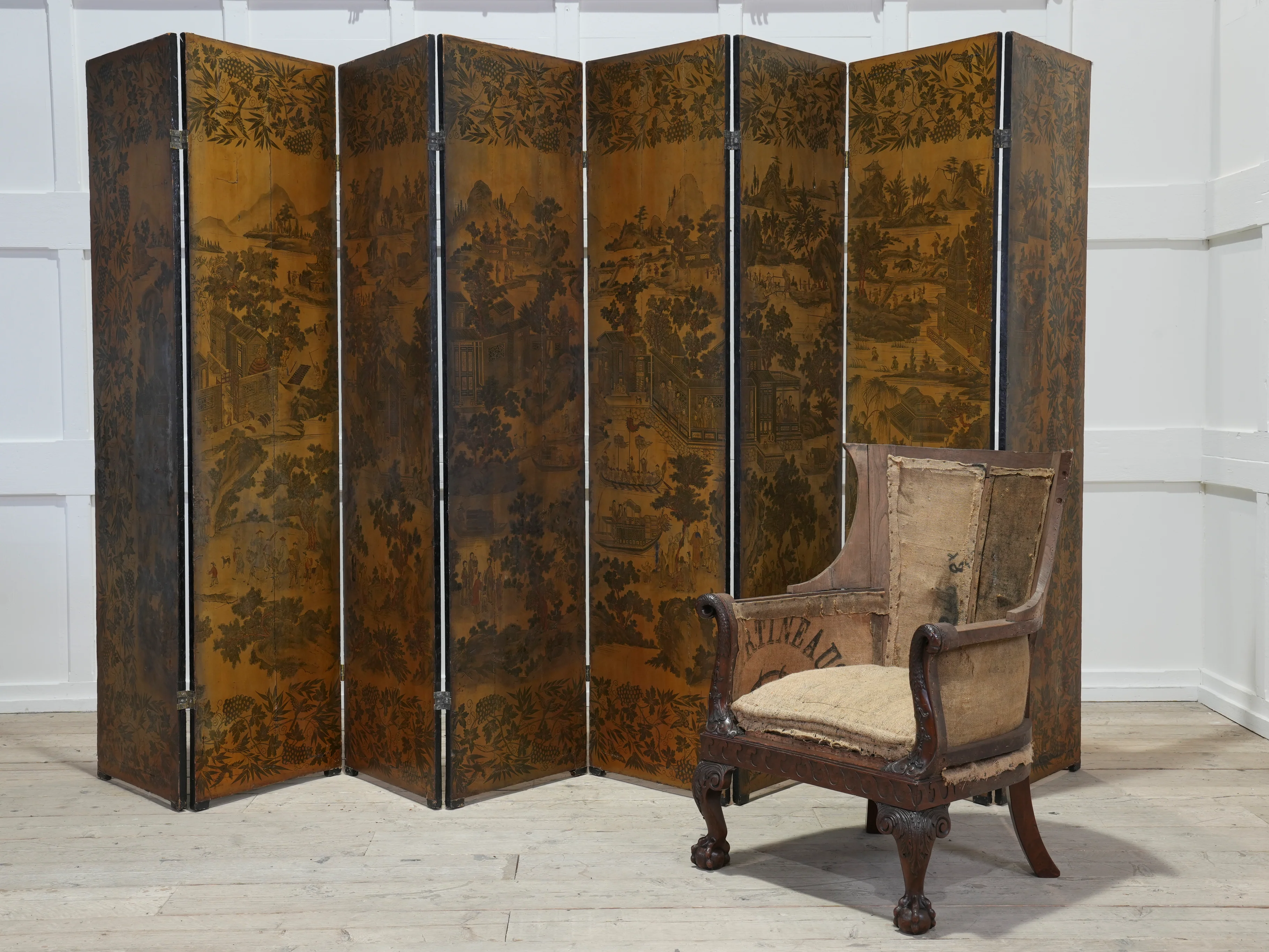A Regency Eight-Fold Lacquered Room Screen - Image 23