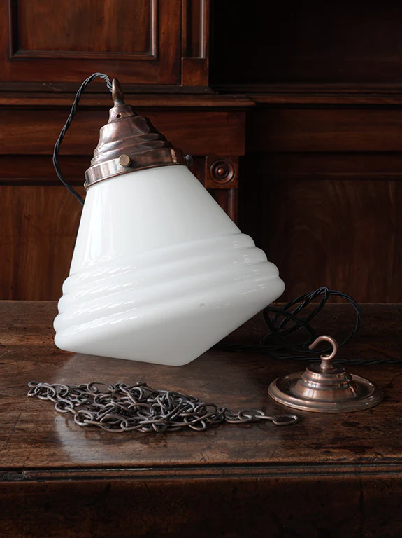 The Grace Opaline Glass Pendant Light in Patinated Copper - Image 9