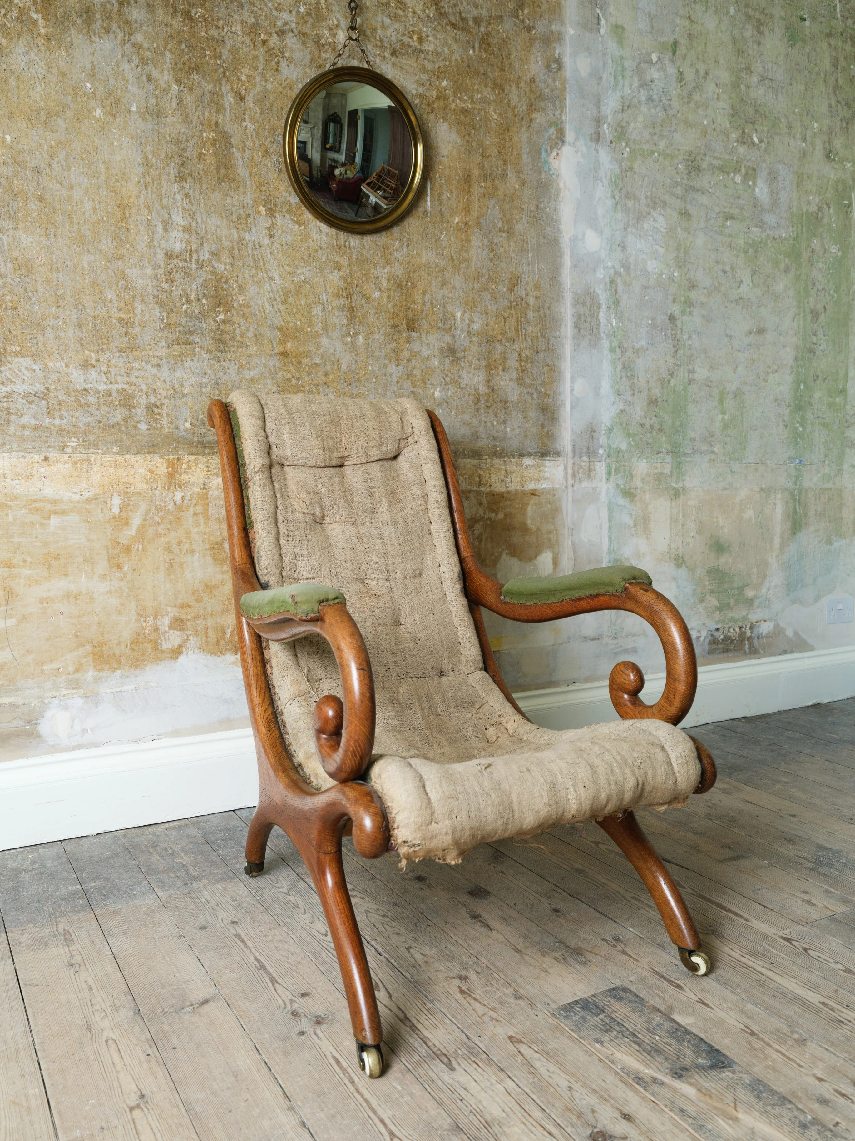 A 19th Century Upholstered Oak Armchair. - Image 10
