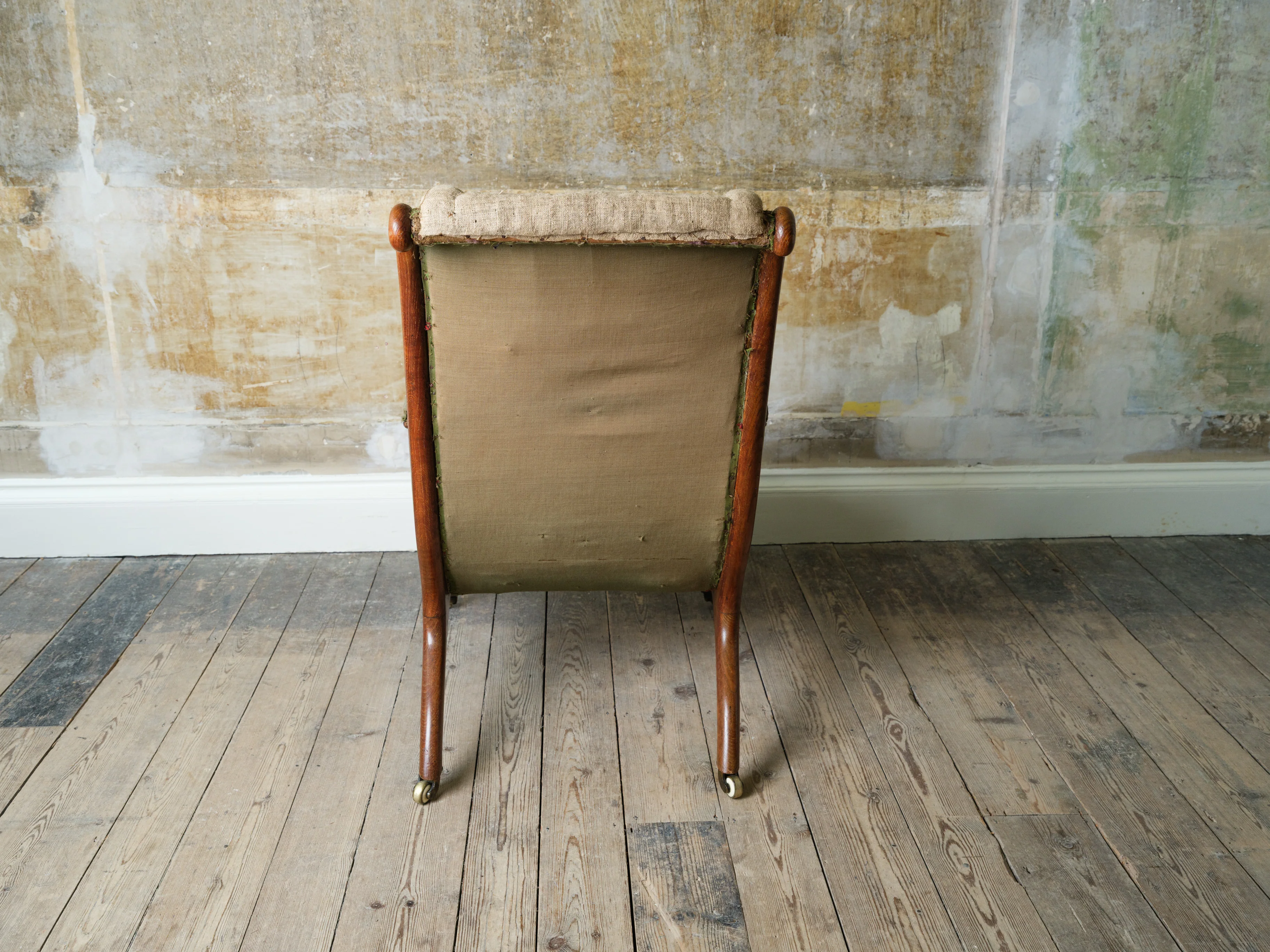 A 19th Century Upholstered Oak Armchair. - Image 7