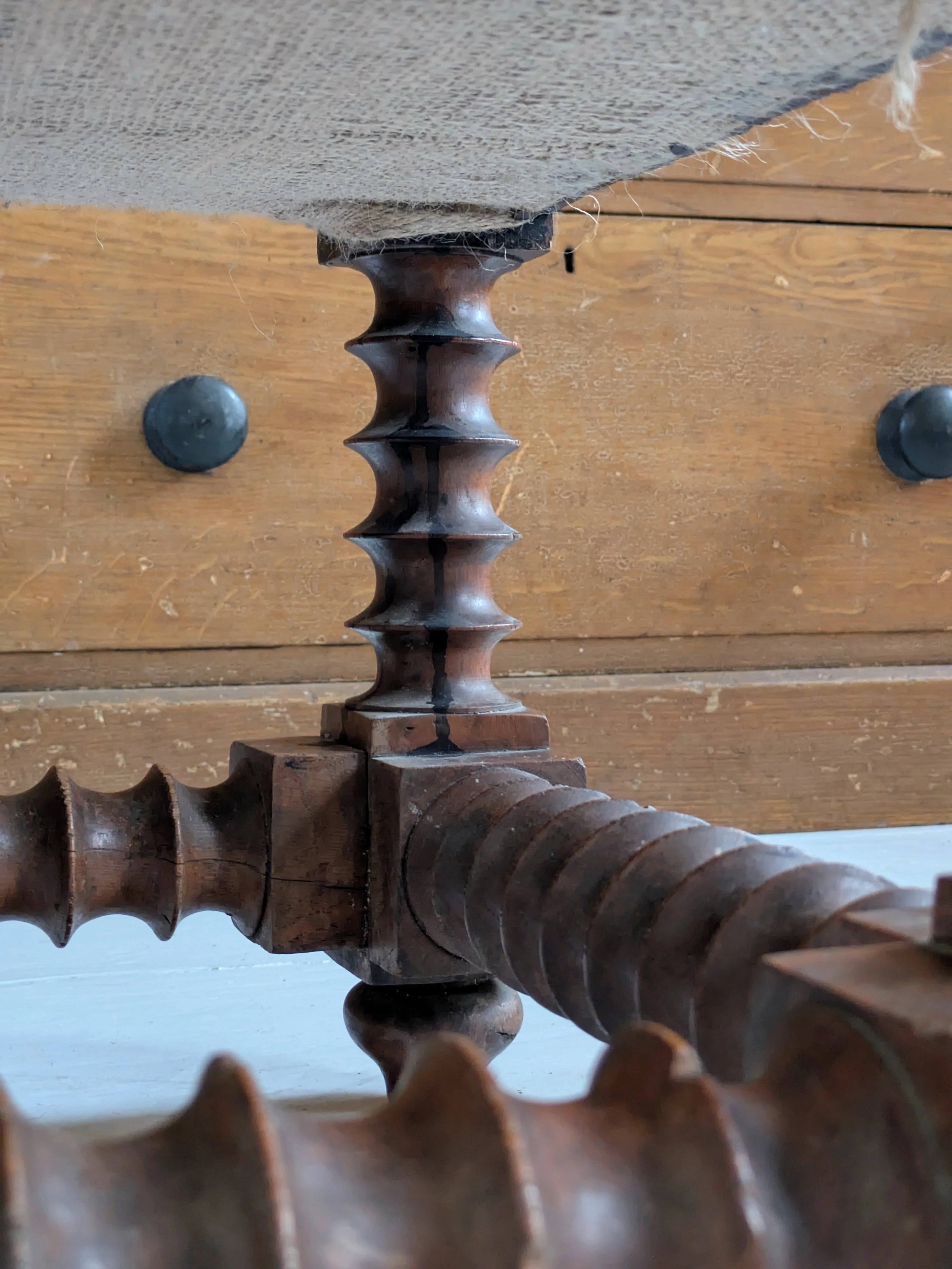 Bobbin Turned Leather Stool - Image 3
