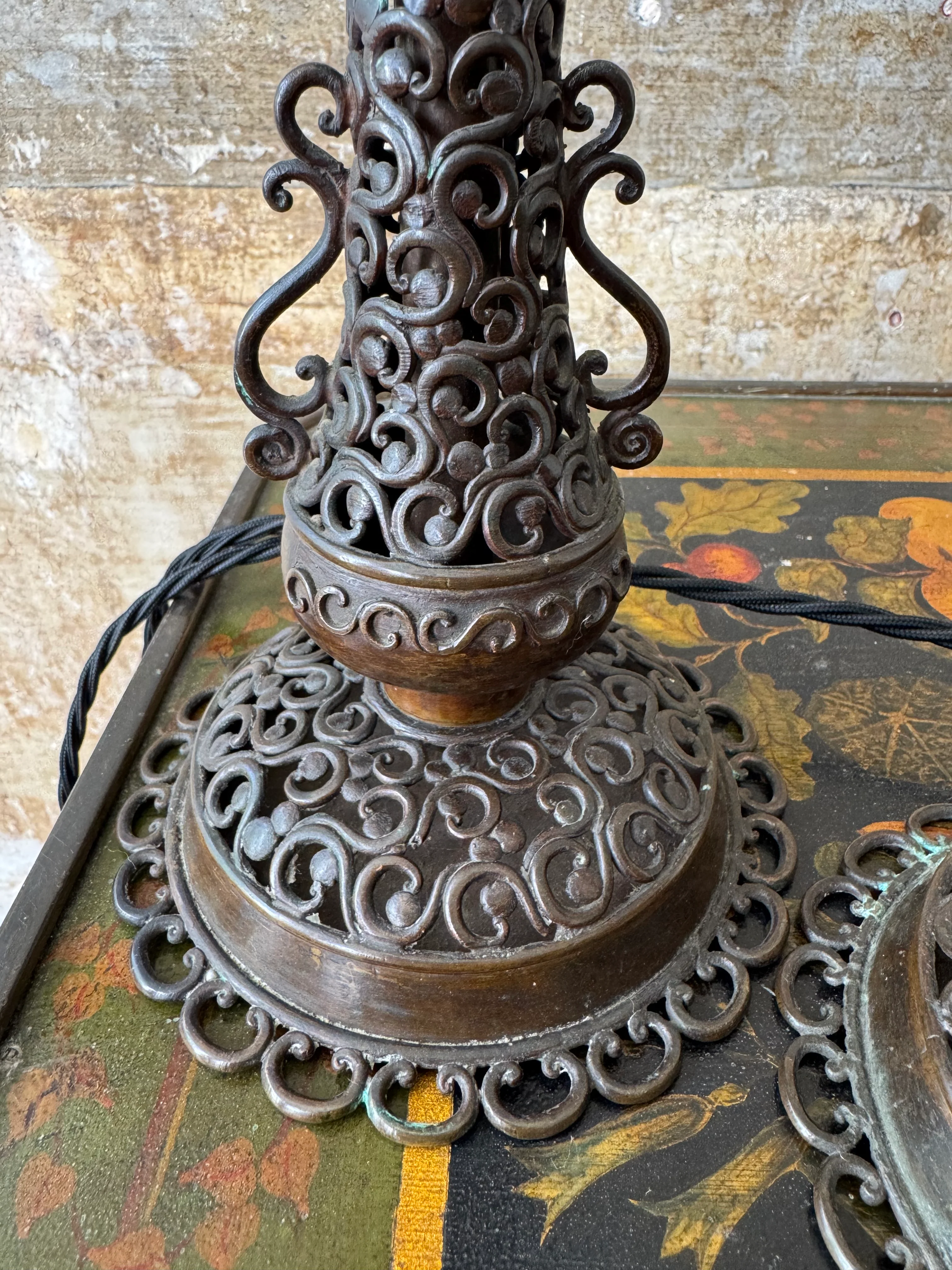 A Pair of Brass Fretwork TableLamps - Image 5