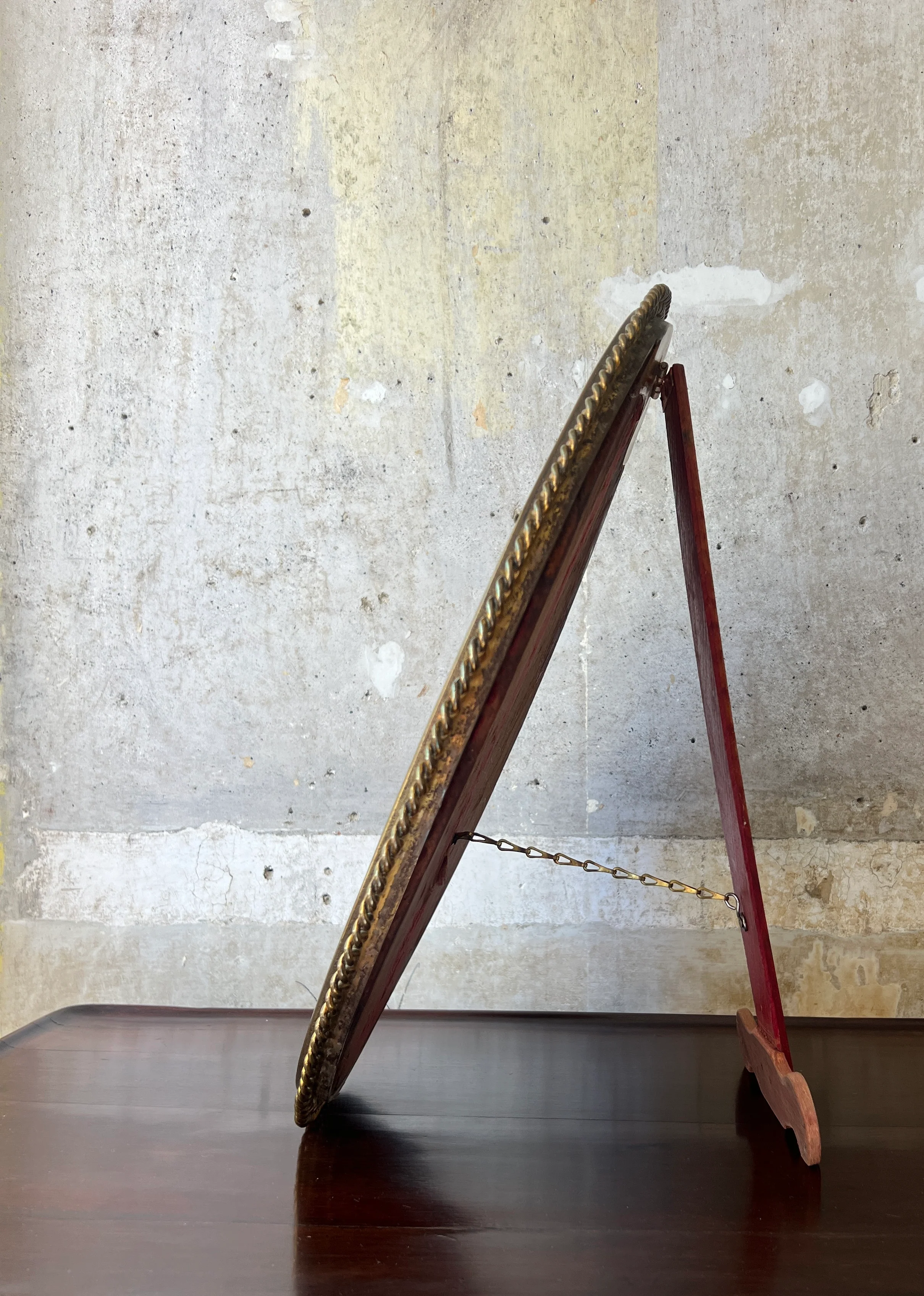 A large Brass Ring Easel Mirror - Image 5