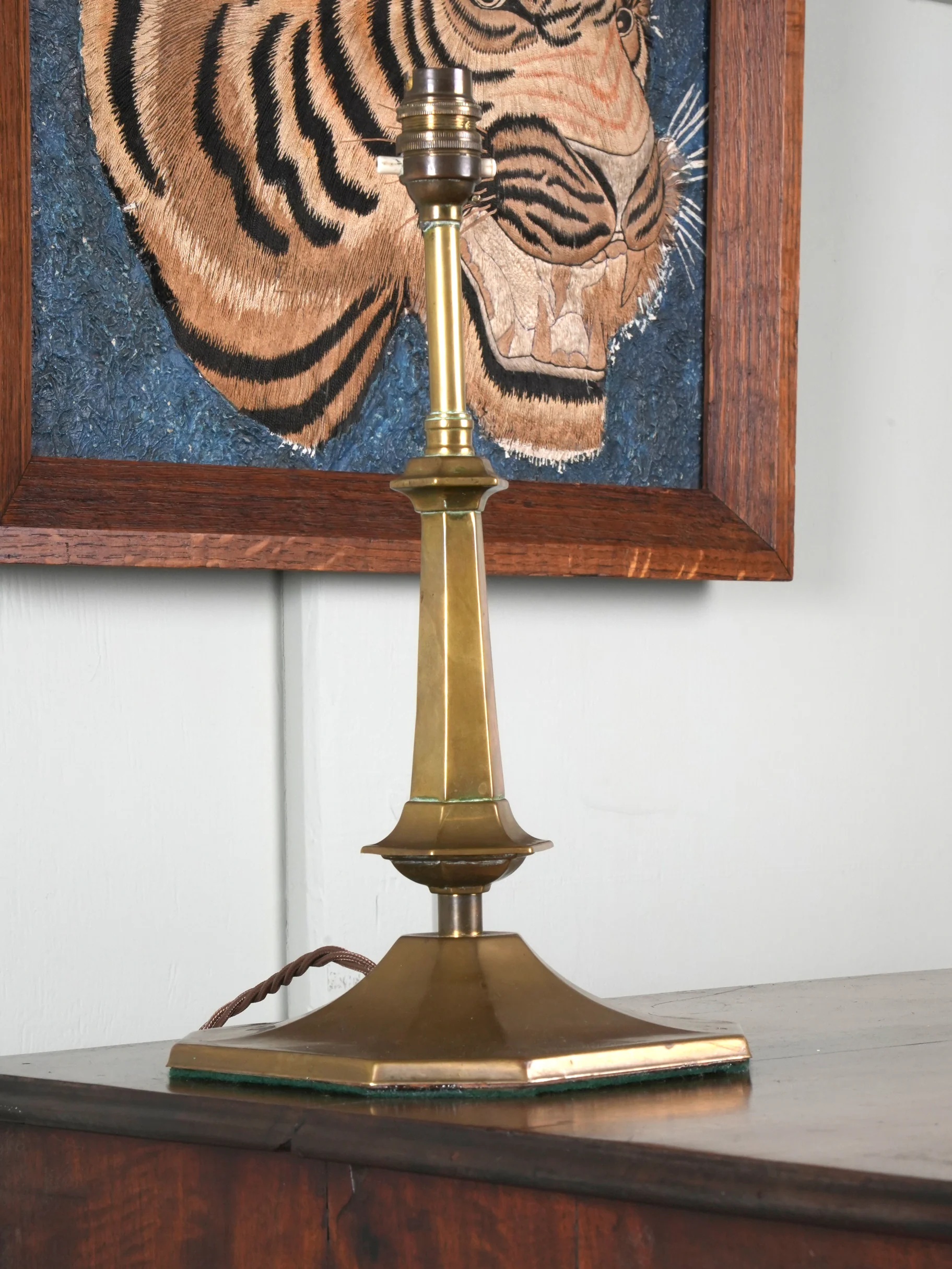 A Chamfered Brass Table Lamp - Image 2