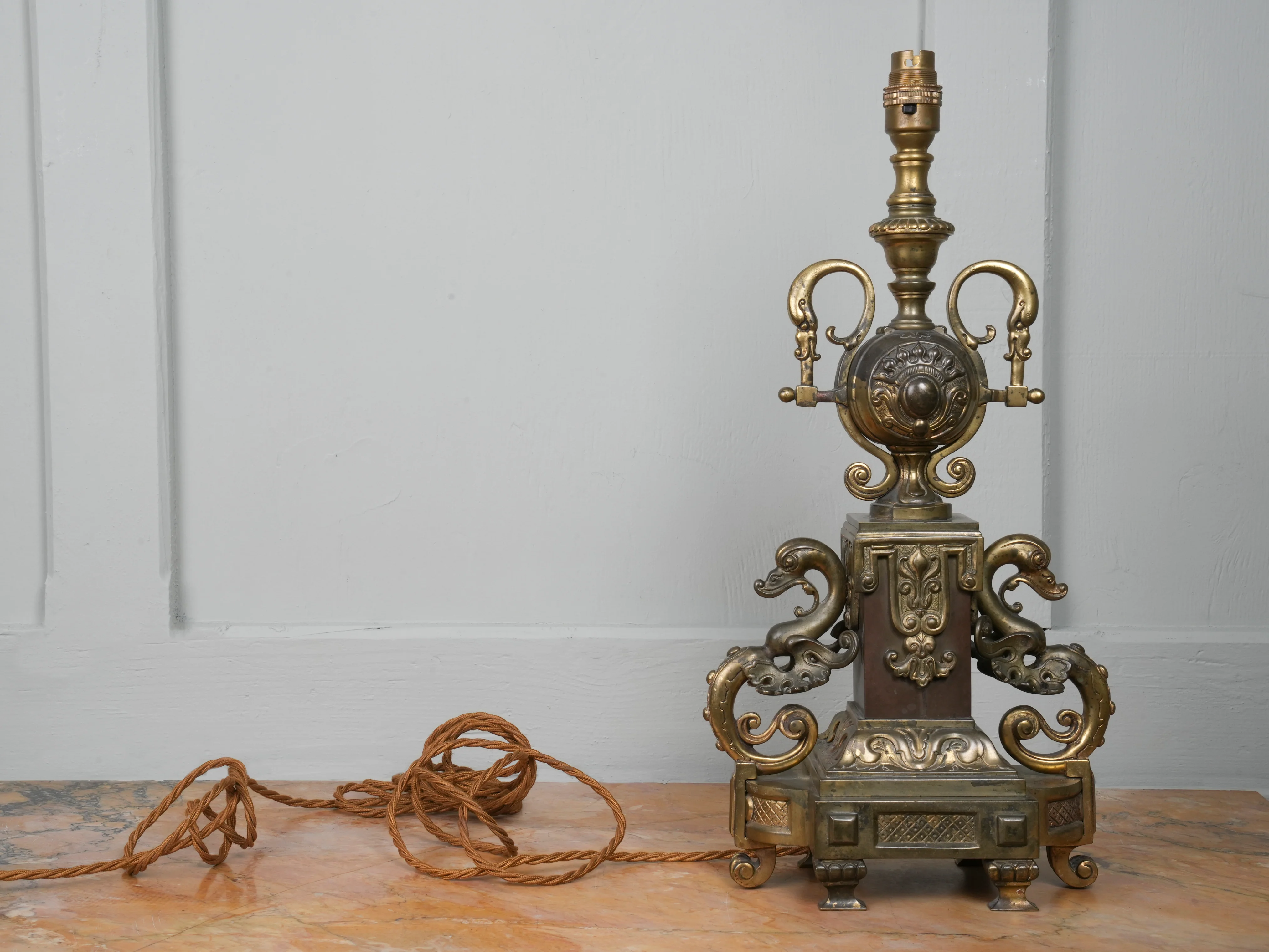 A Gilt Brass & Copper Table Lamp - Image 8