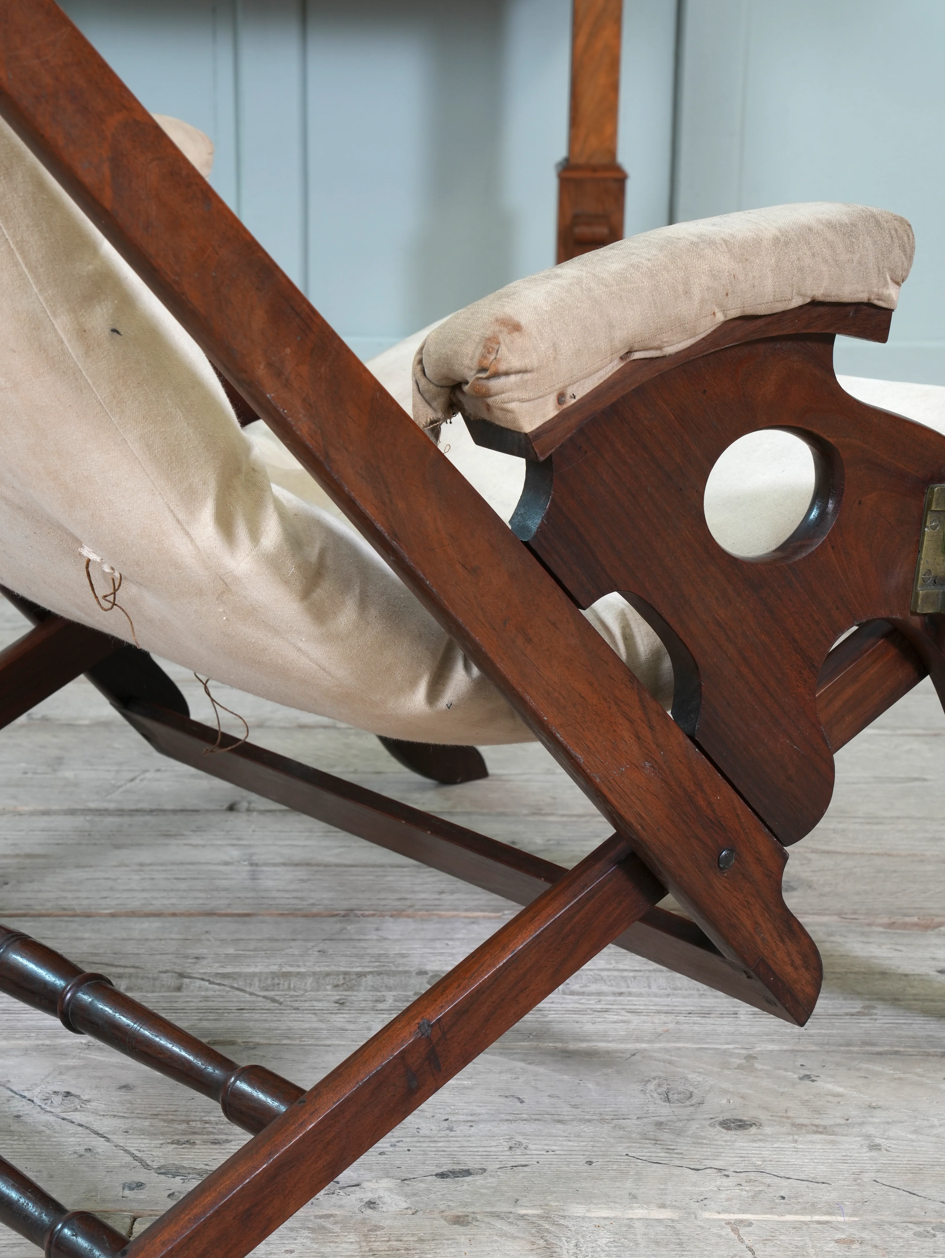 A Teak Campaign Chair - Image 8