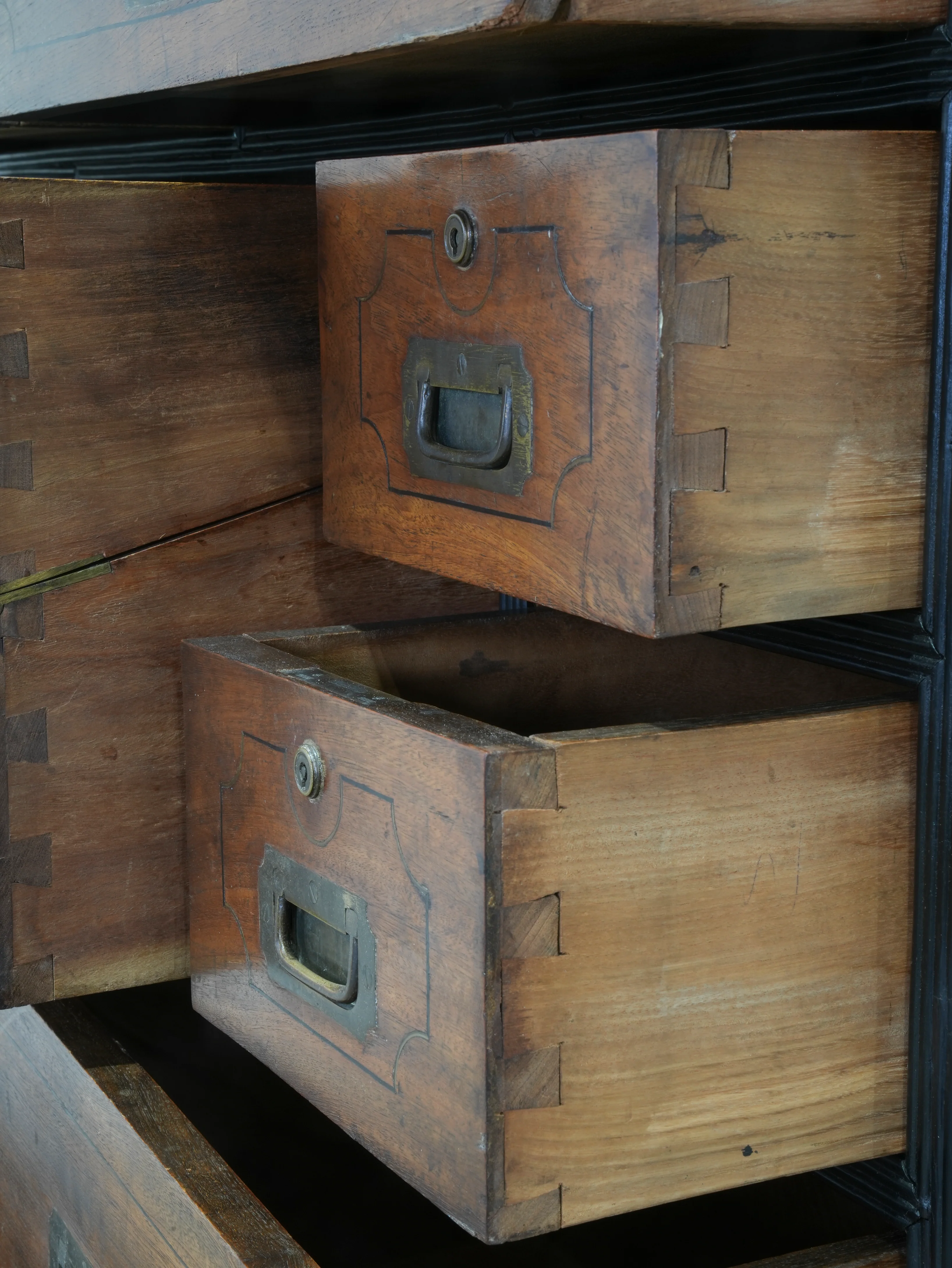 A 19th Century China Trade Secretaire Campaign Chest - Image 14