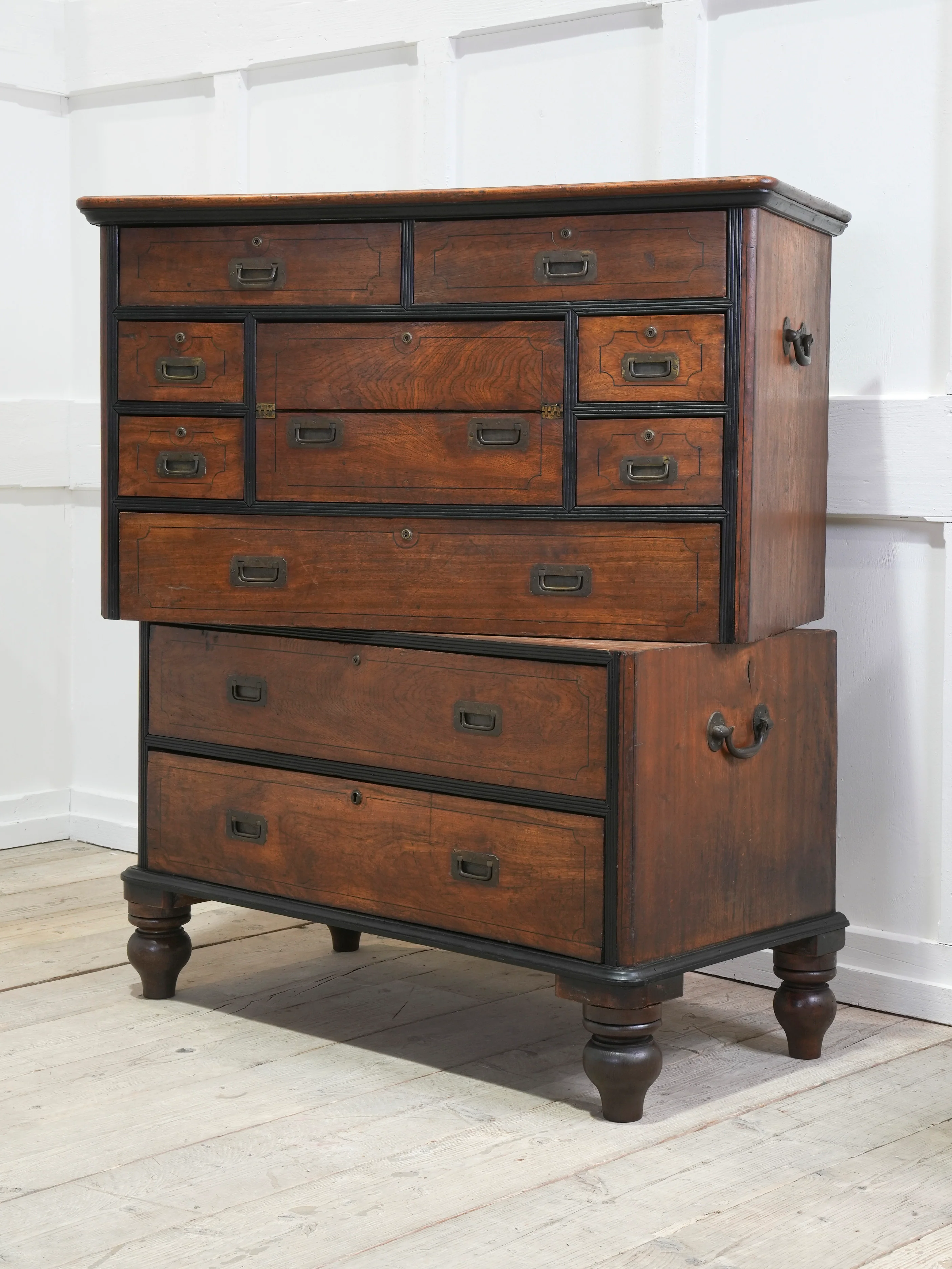 A 19th Century China Trade Secretaire Campaign Chest - Image 2