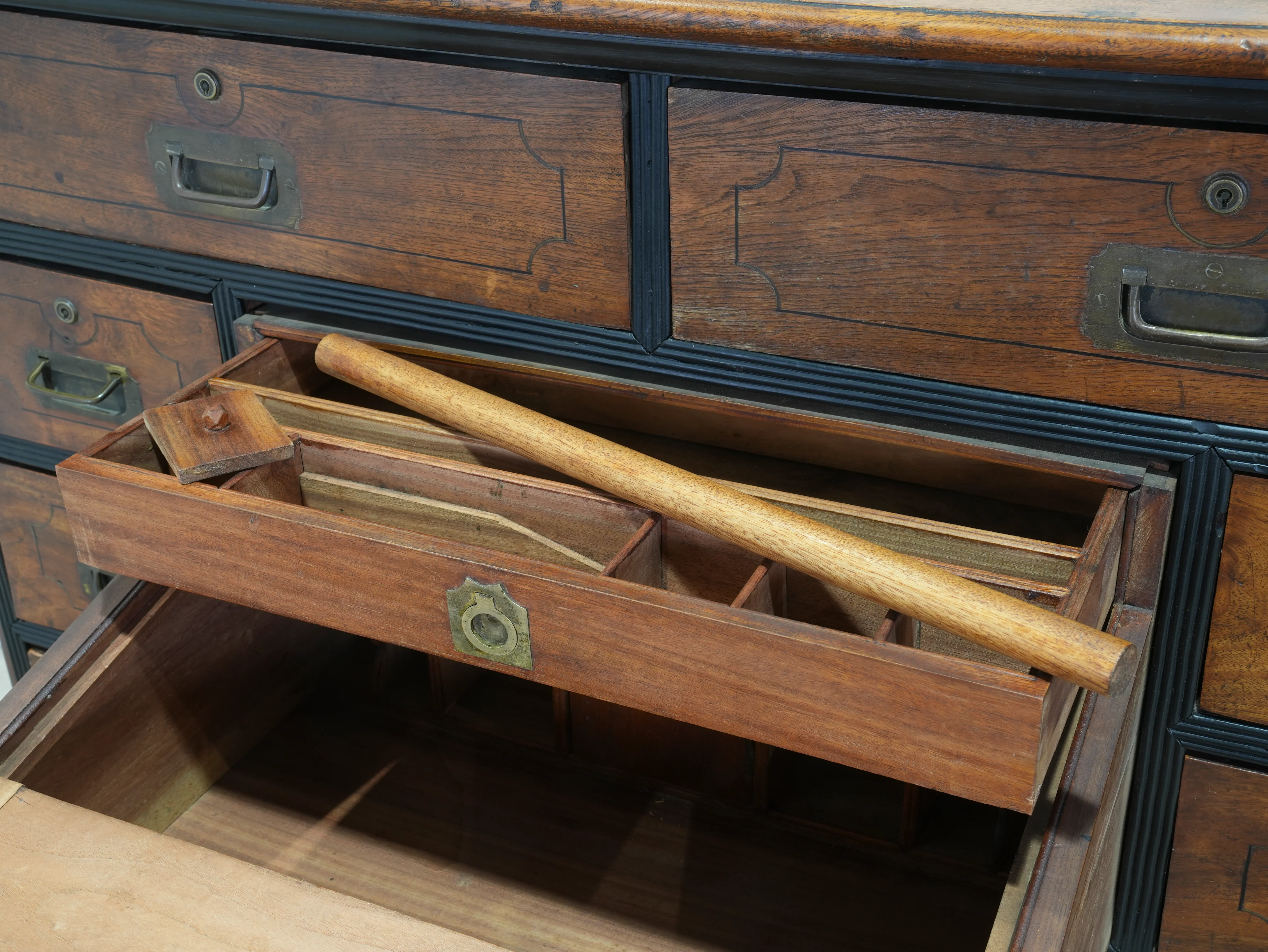A 19th Century China Trade Secretaire Campaign Chest - Image 8