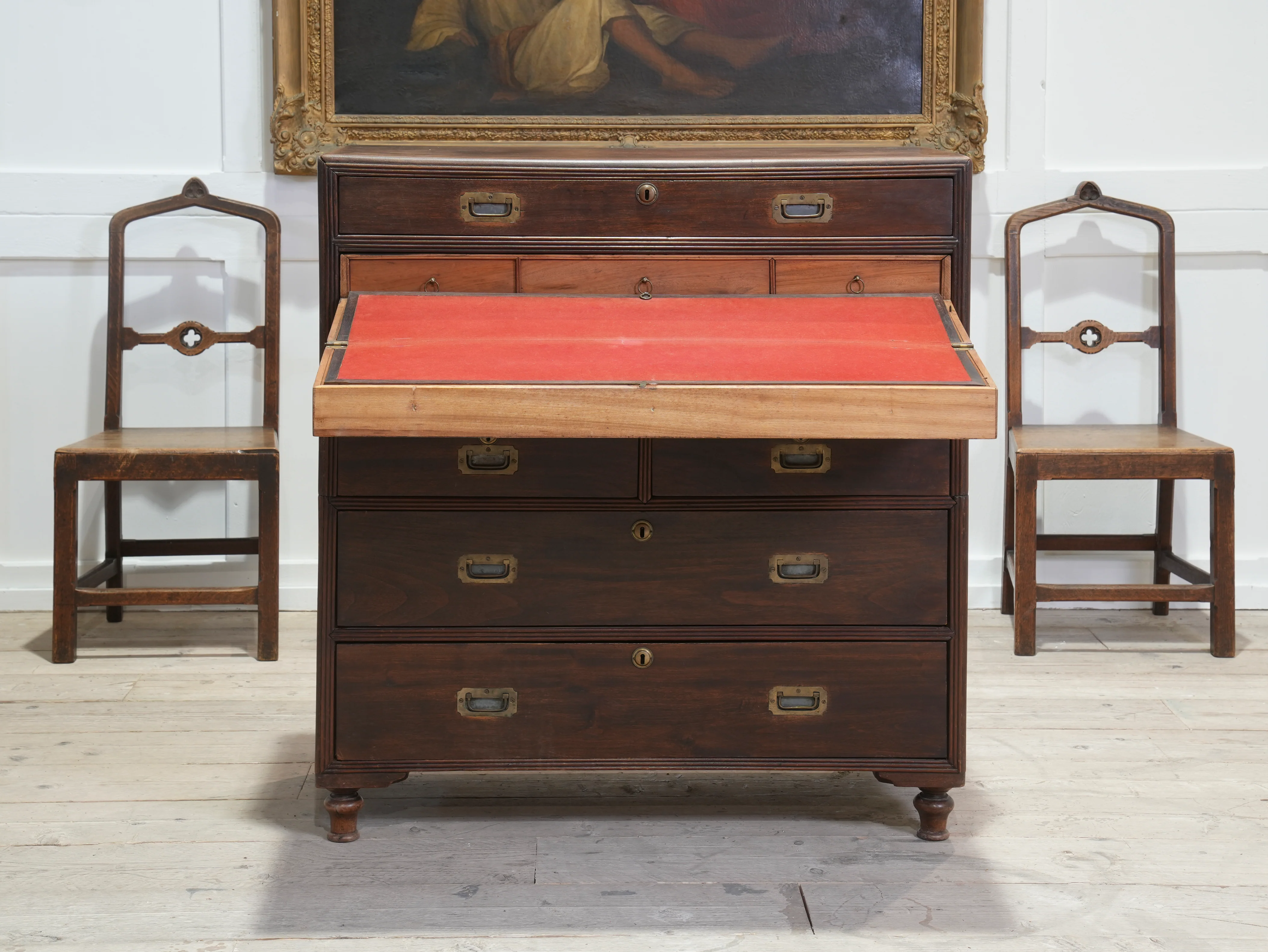 A Mid 19th Century Campaign Secretaire Chest - Image 12