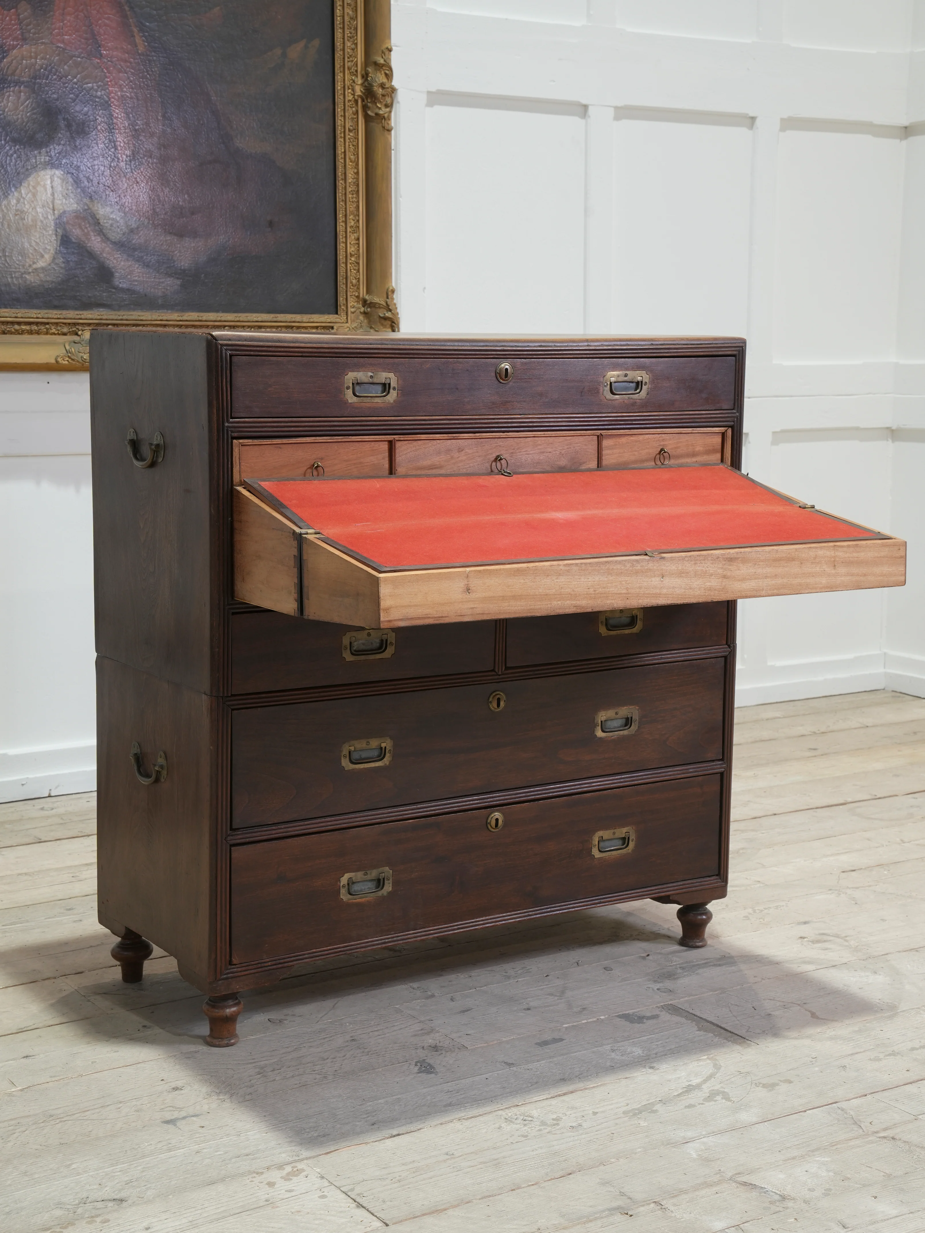 A Mid 19th Century Campaign Secretaire Chest - Image 5