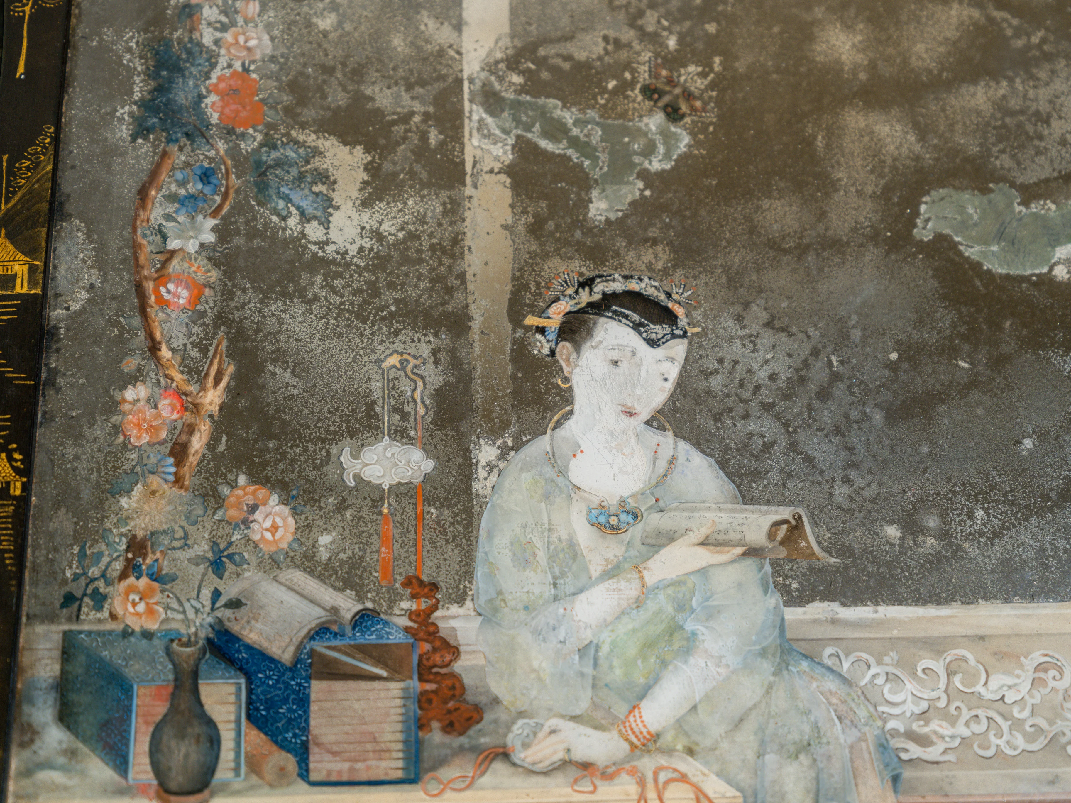 A Pair of 18th Century Chinese Reverse Glass Mirrors - Image 5