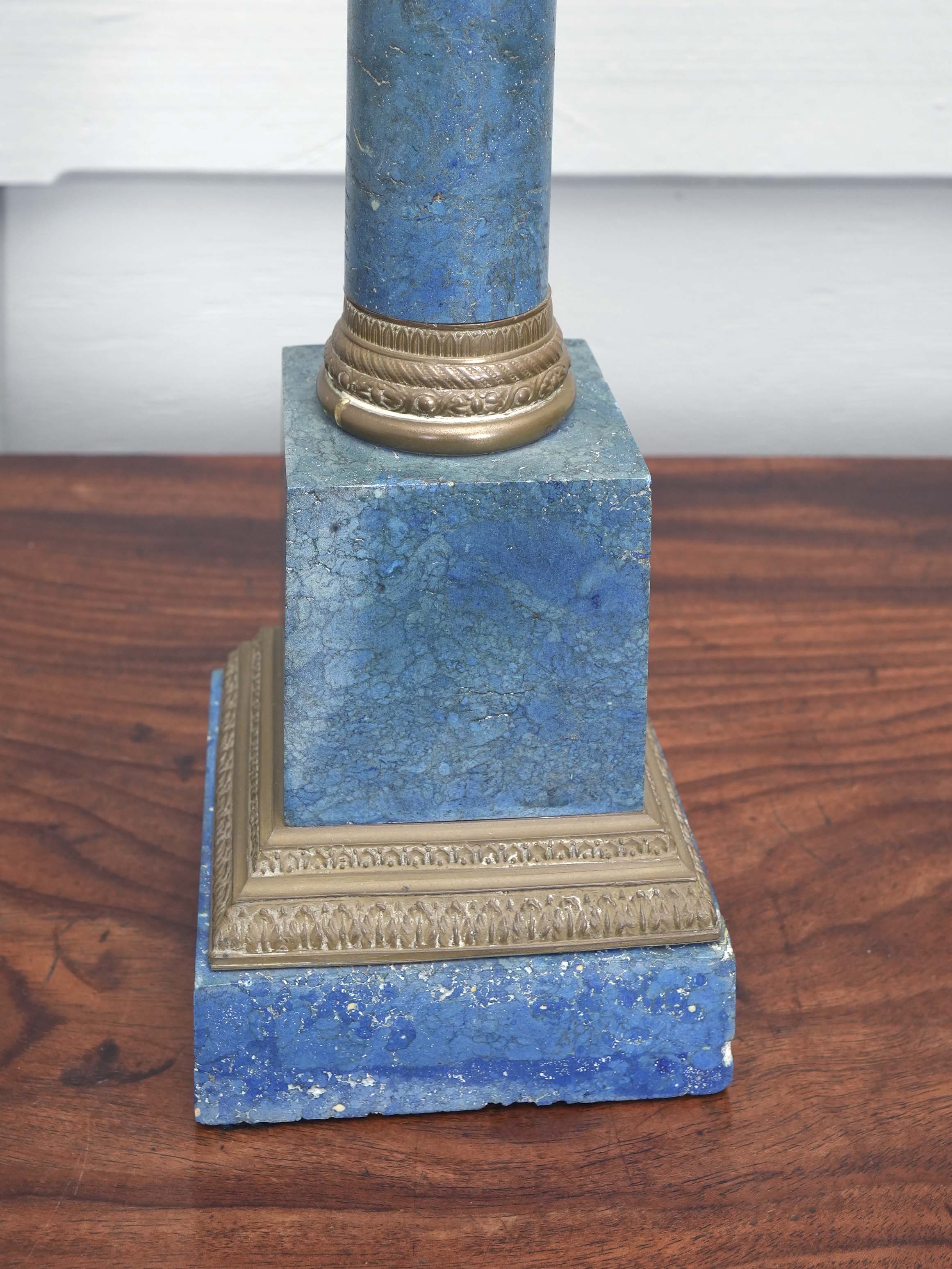 A Blue Marble Column Table Lamp - Image 4