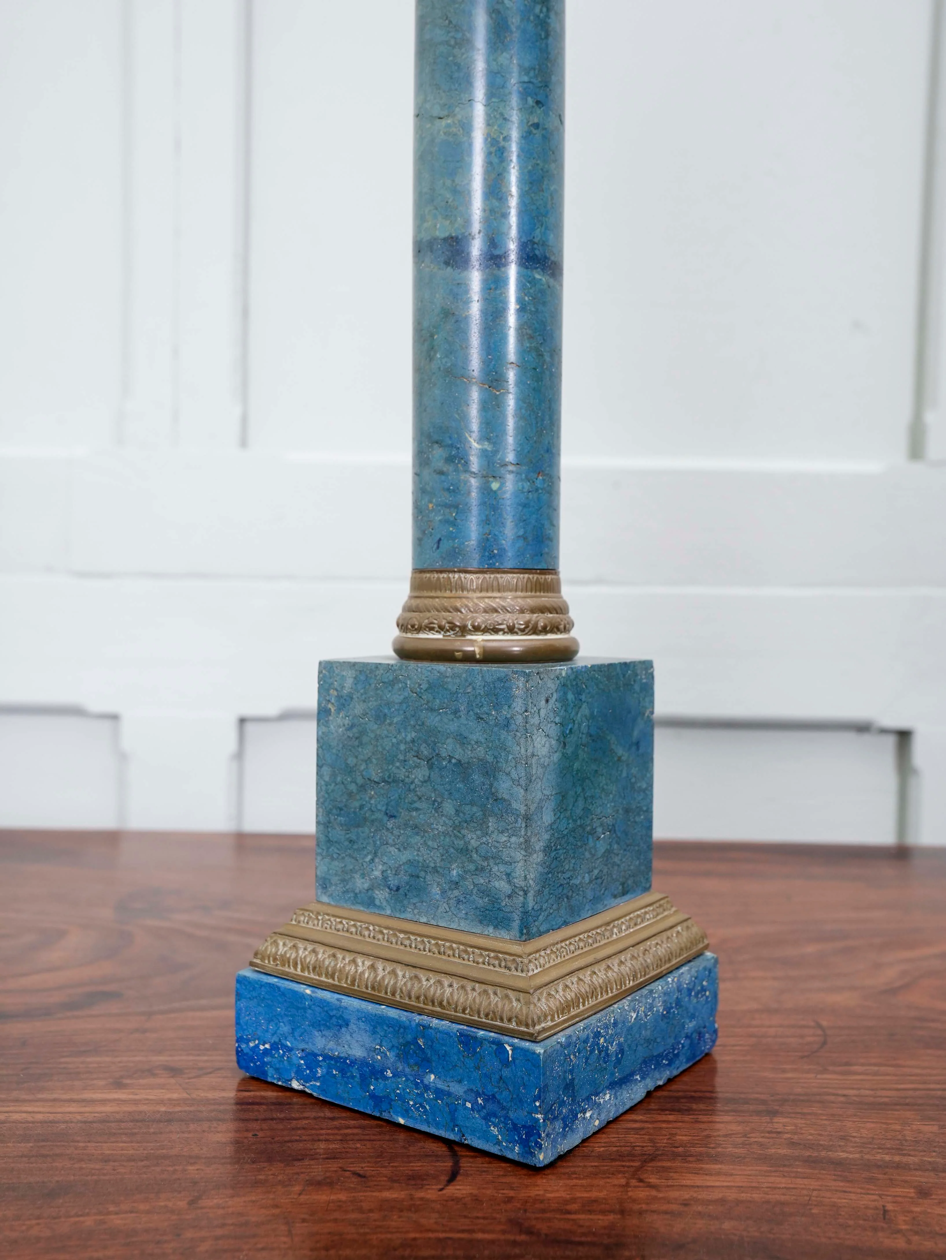 A Blue Marble Column Table Lamp - Image 9
