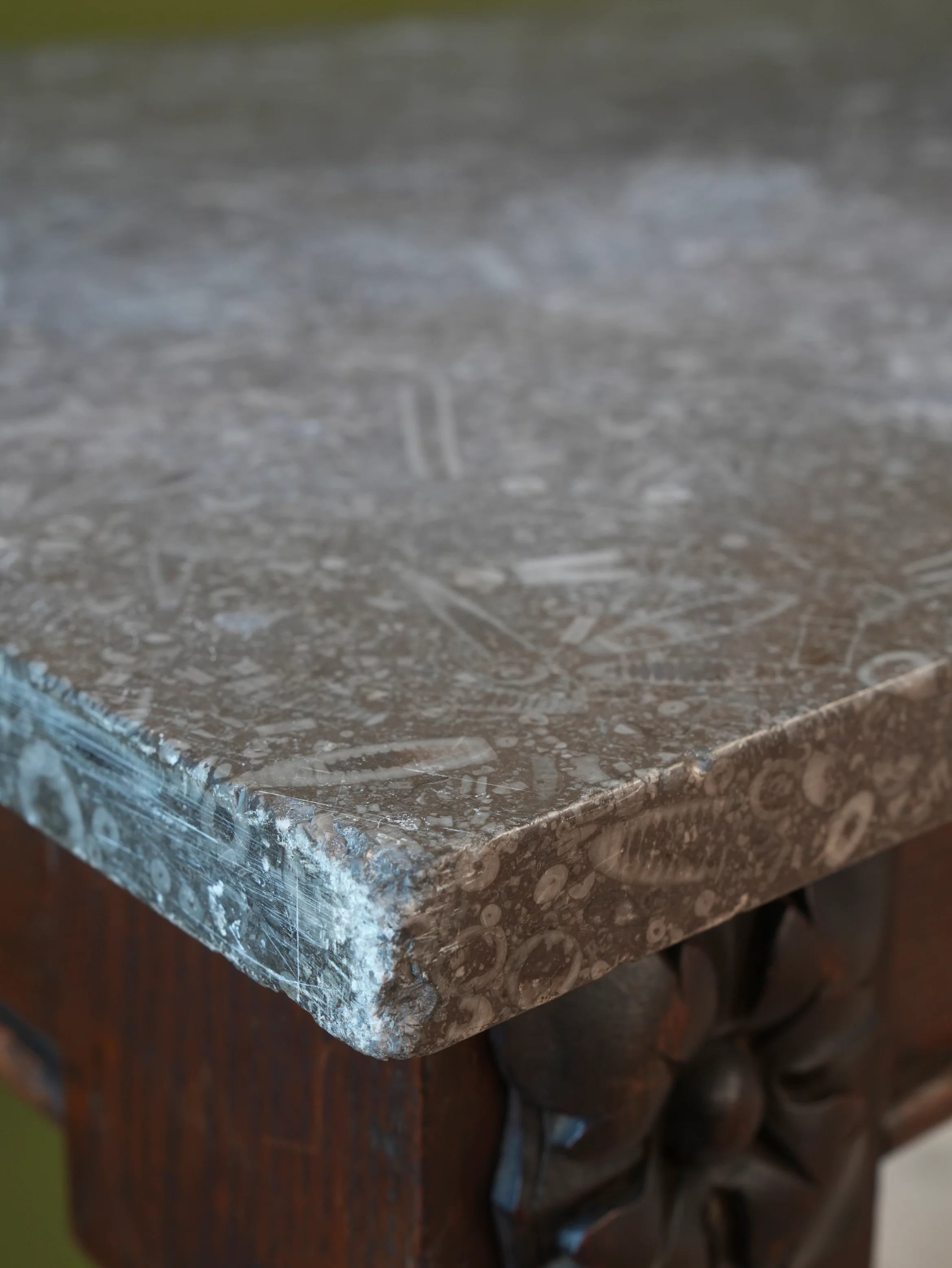 A 19thC Oak & Fossil Marble Console Table - Image 12