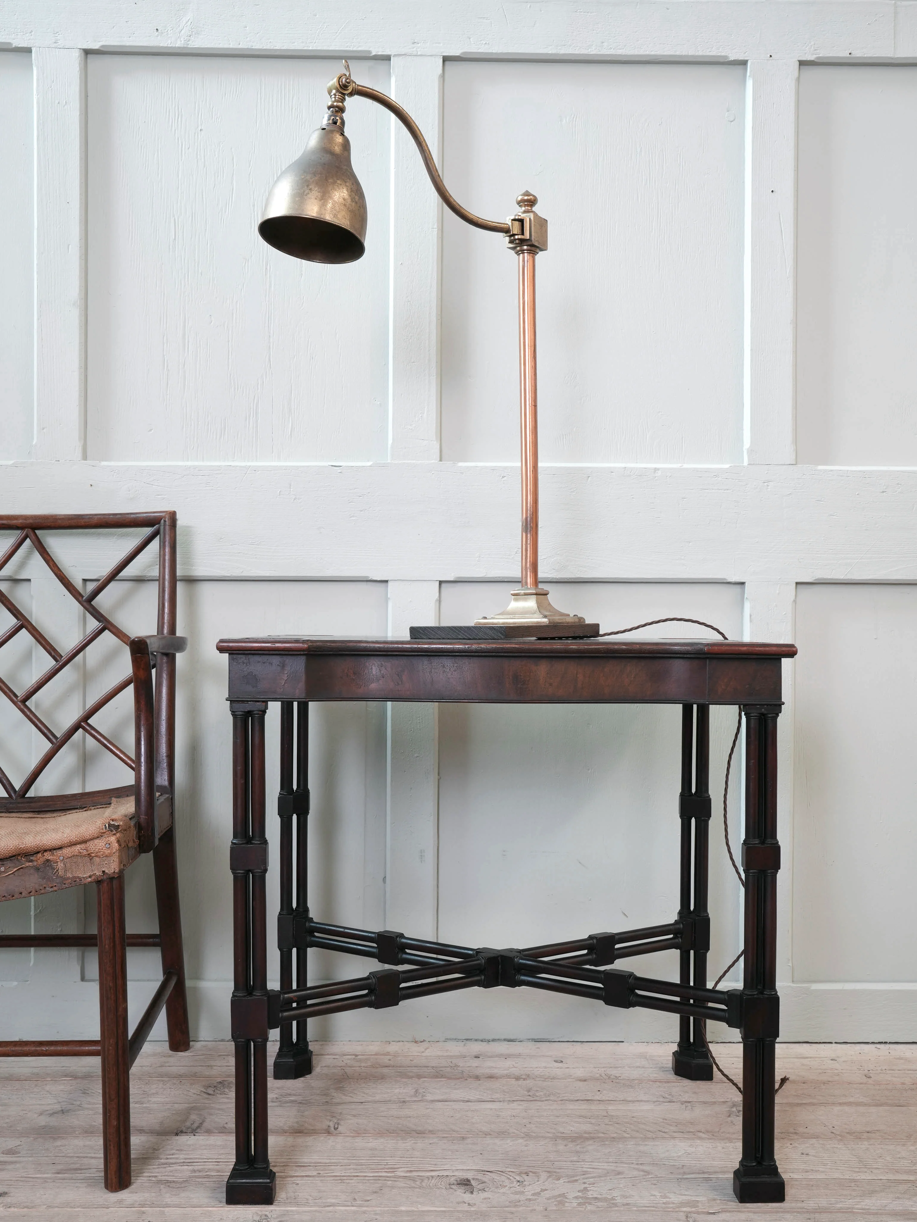 A Bronze & Brass Library Lamp - Image 3
