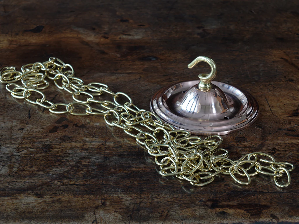 The Capel Mawr Opaline Glass Pendant in Polished Copper - Image 15
