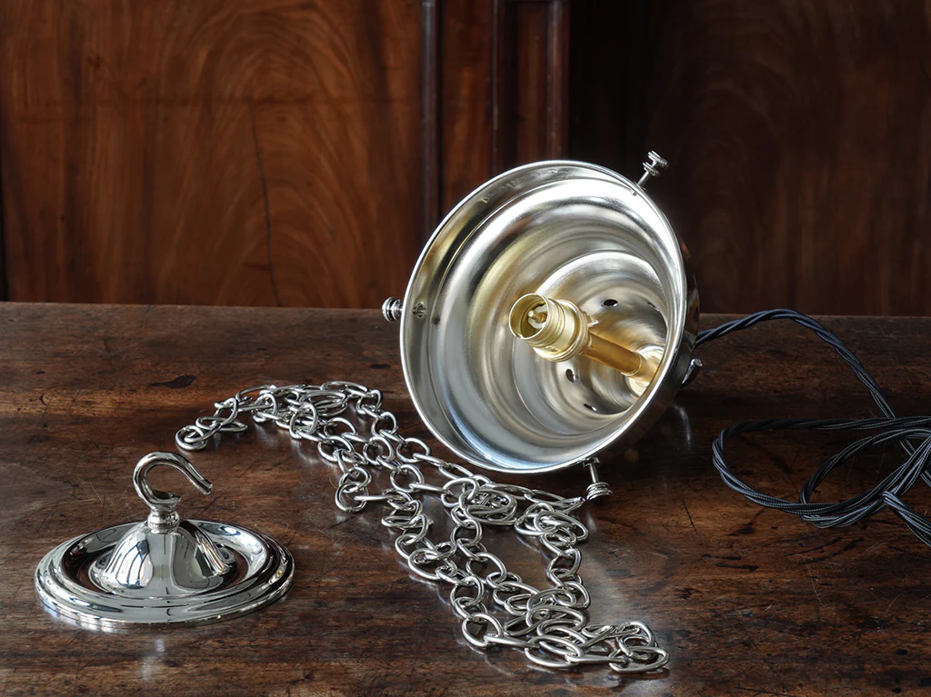The Capel Mawr Opaline Glass Pendant in Nickel - Image 11