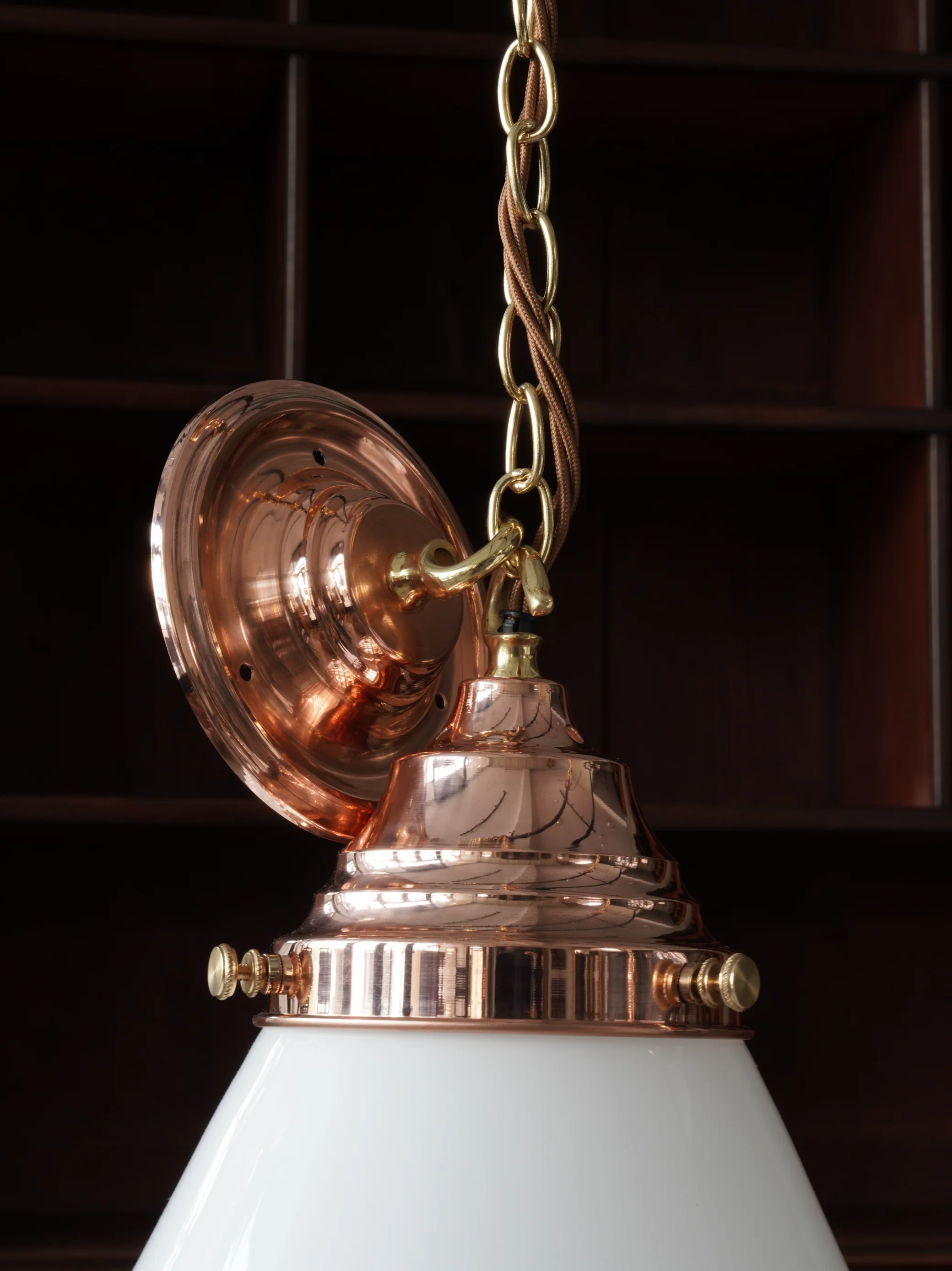 The Grace Opaline Glass Pendant Light in Polished Copper - Image 9