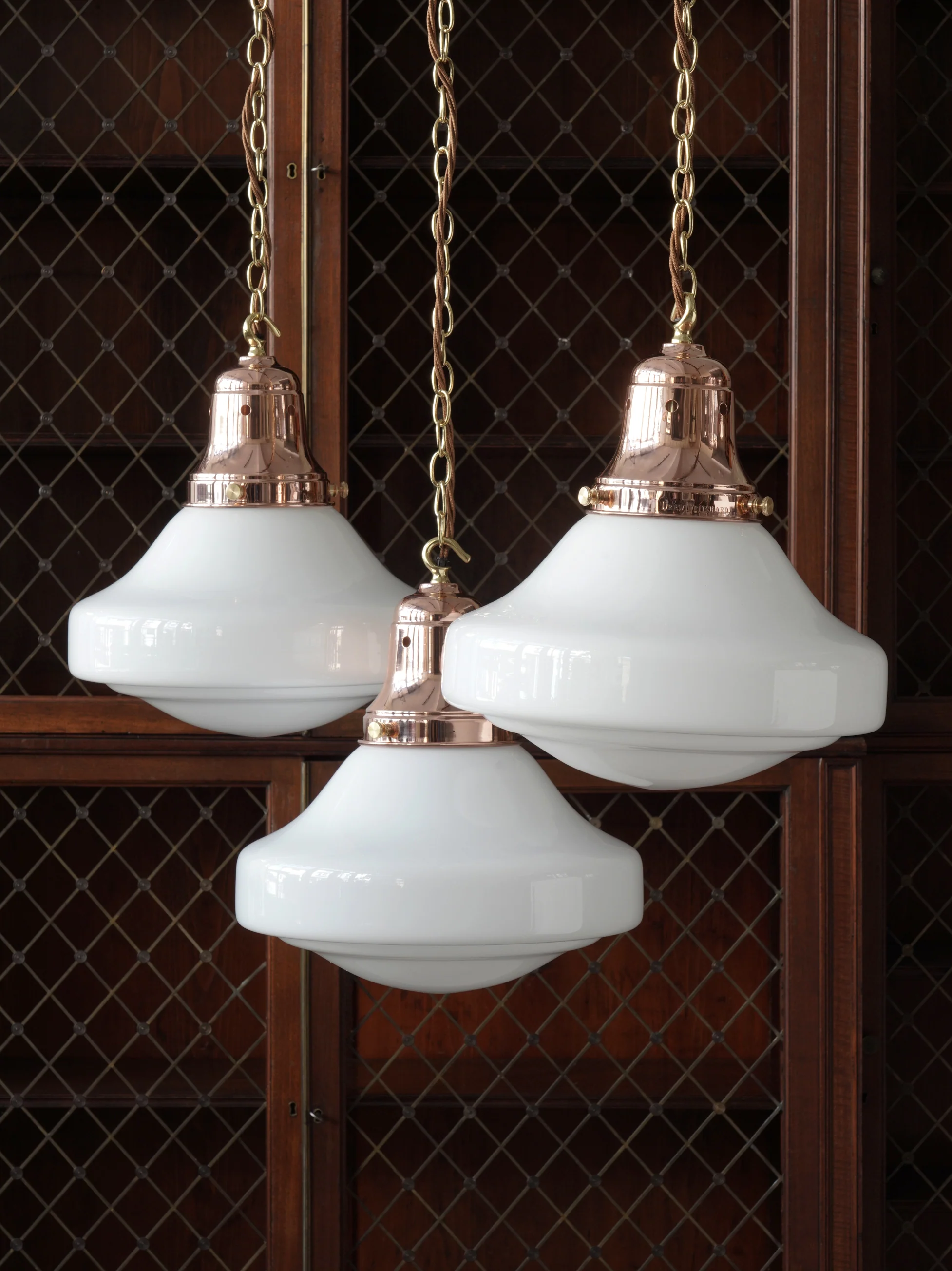 The Ellis Opaline Glass Pendant in Polished Copper - Image 3