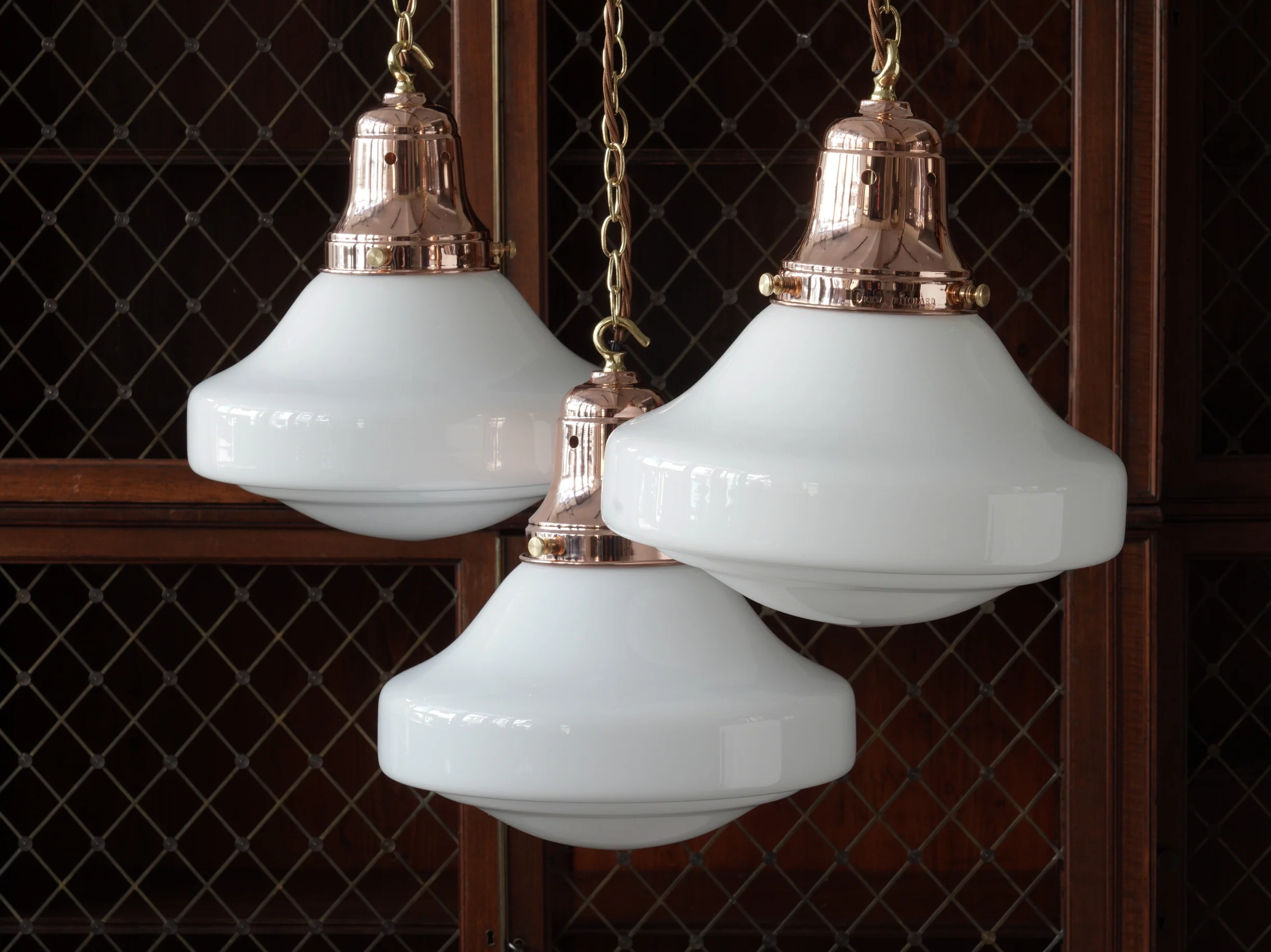The Ellis Opaline Glass Pendant in Polished Copper - Image 4