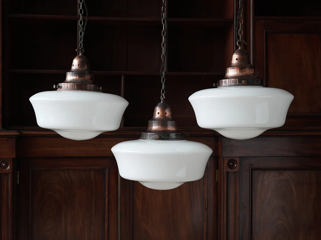 The Capel Bach Opaline Glass Pendant in Patinated Copper - Image 5