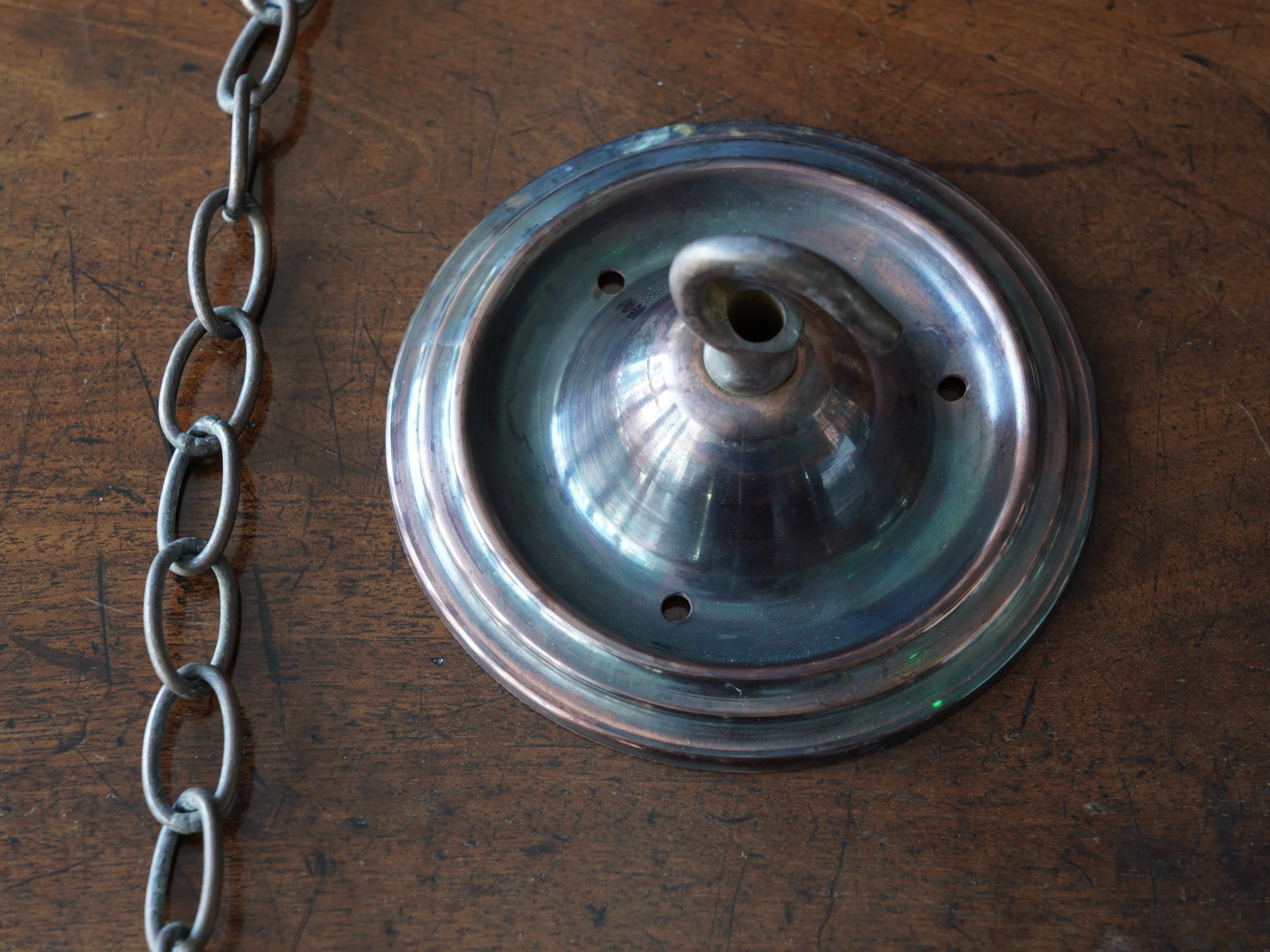 The Capel Bach Opaline Glass Pendant in Patinated Copper - Image 8