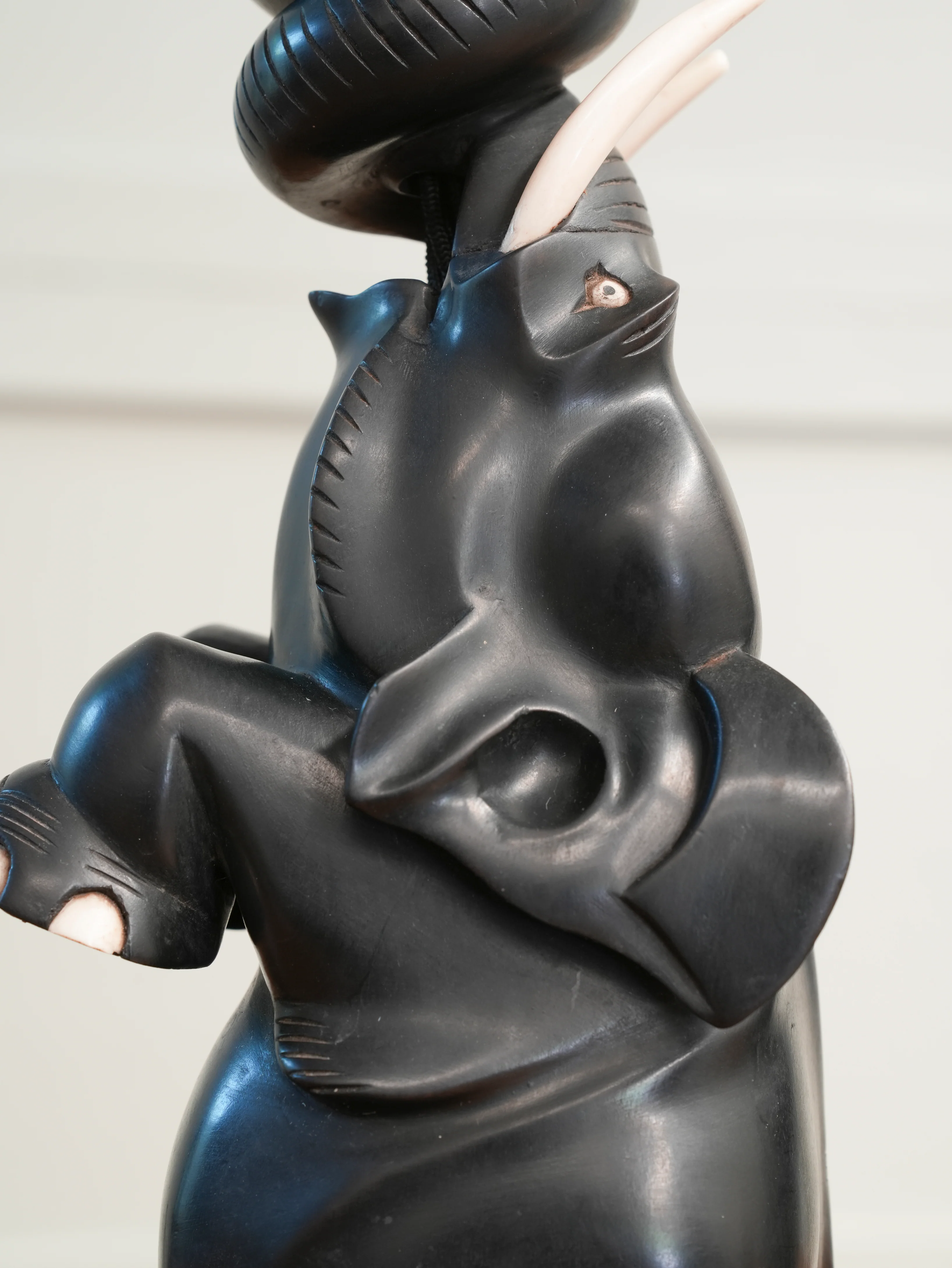 A Pair of Ebony Ceylonese Elephant Table Lights - Image 10
