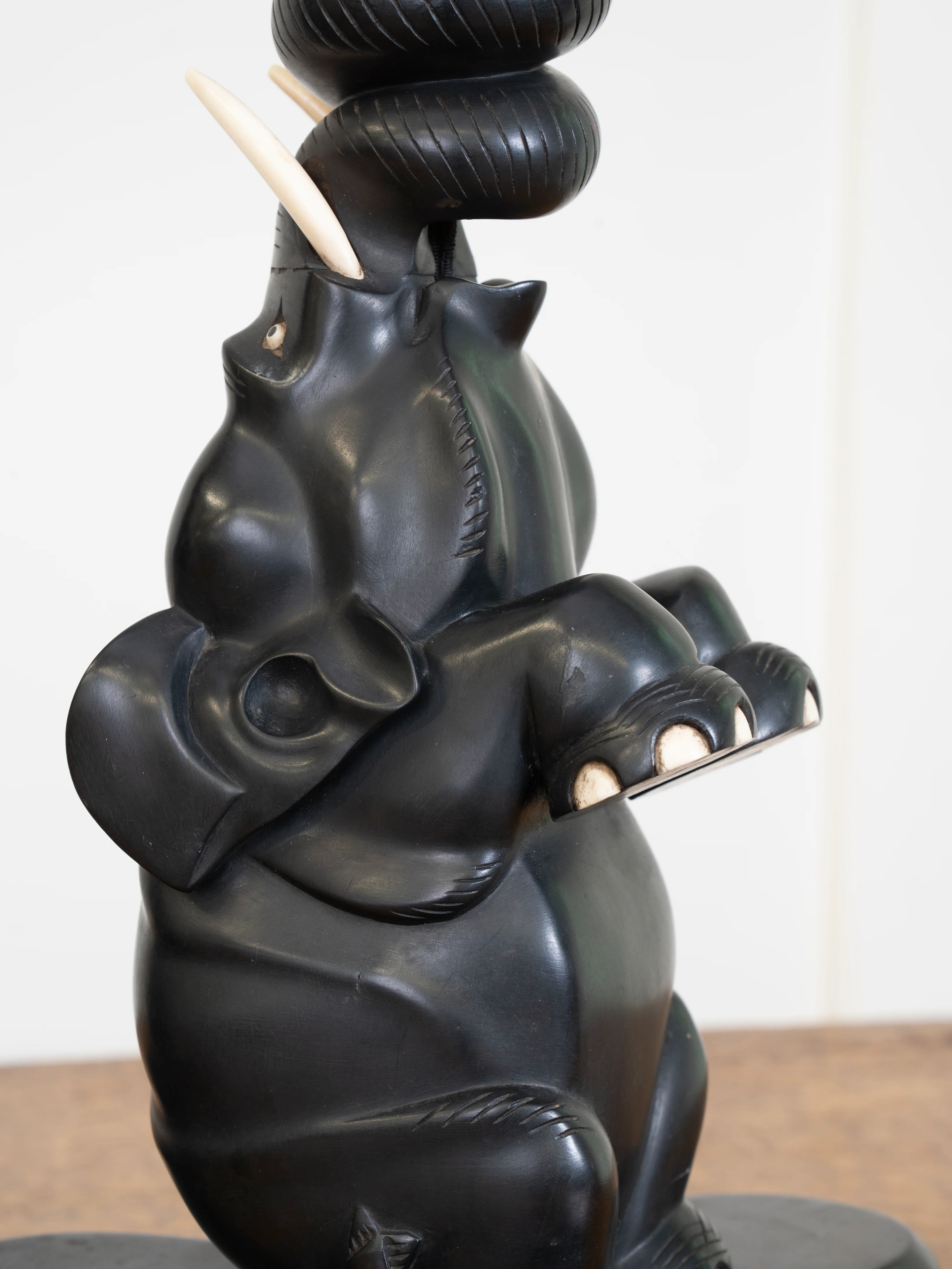 A Pair of Ebony Ceylonese Elephant Table Lights - Image 16