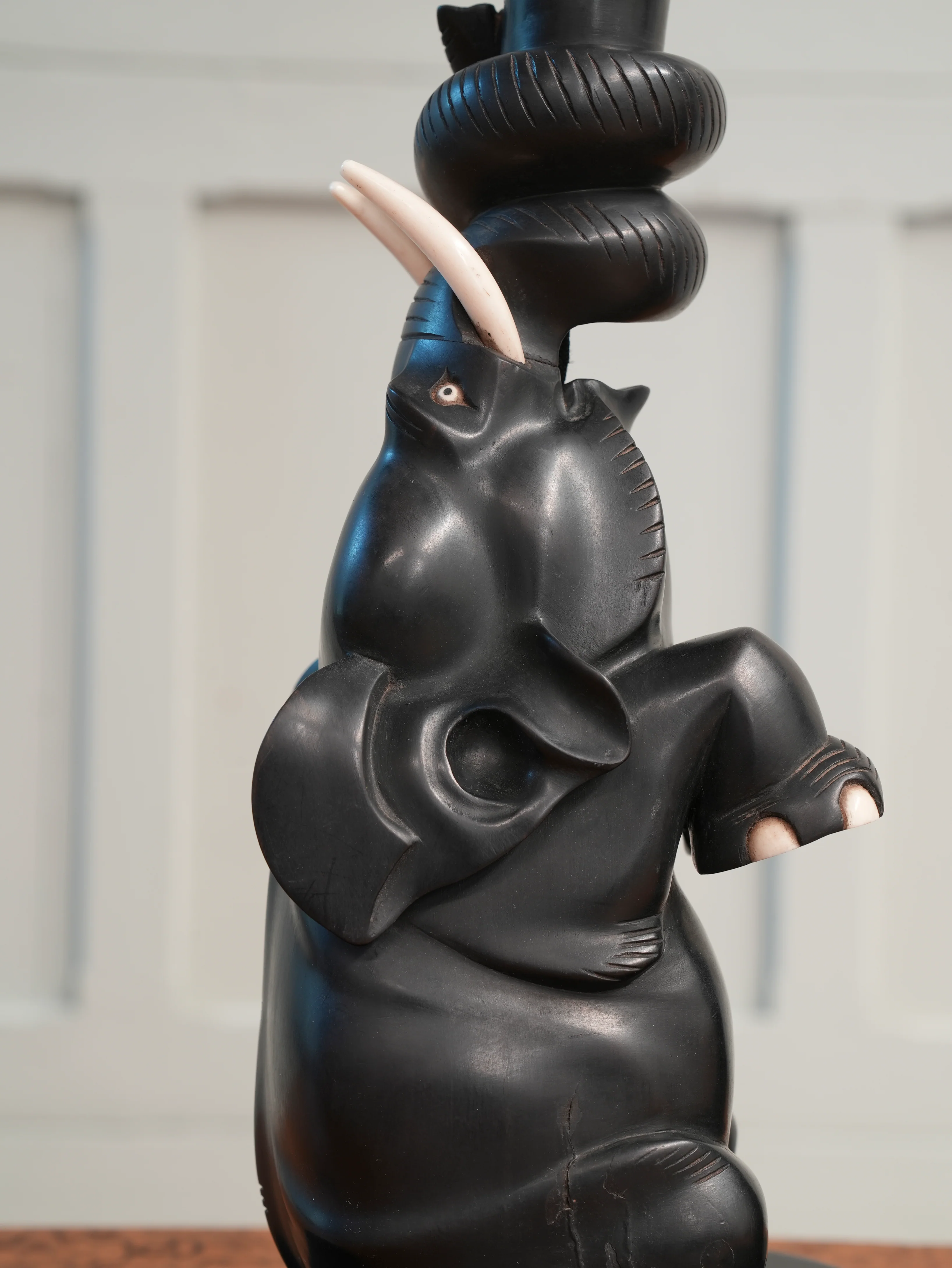 A Pair of Ebony Ceylonese Elephant Table Lights - Image 2