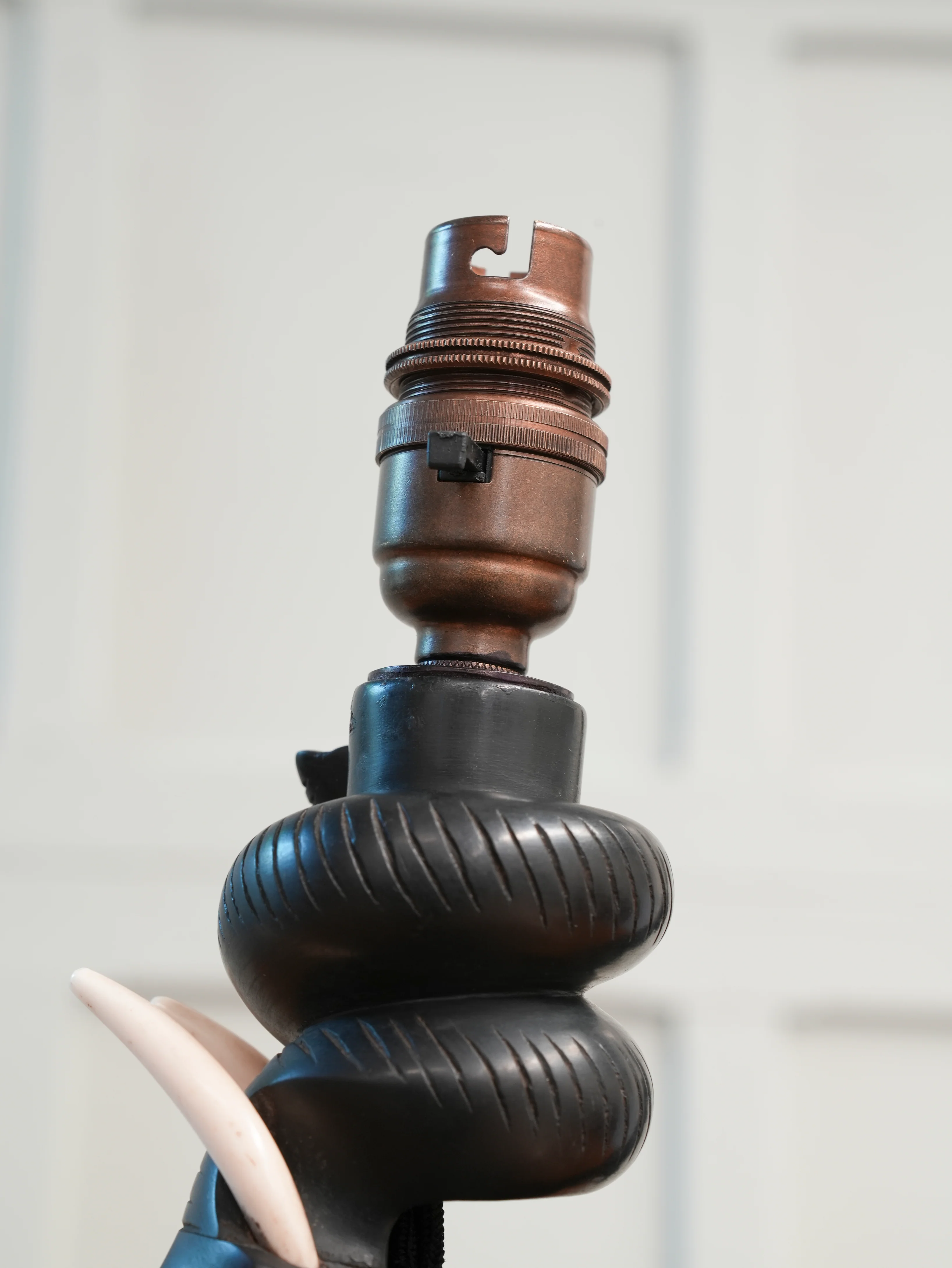 A Pair of Ebony Ceylonese Elephant Table Lights - Image 3