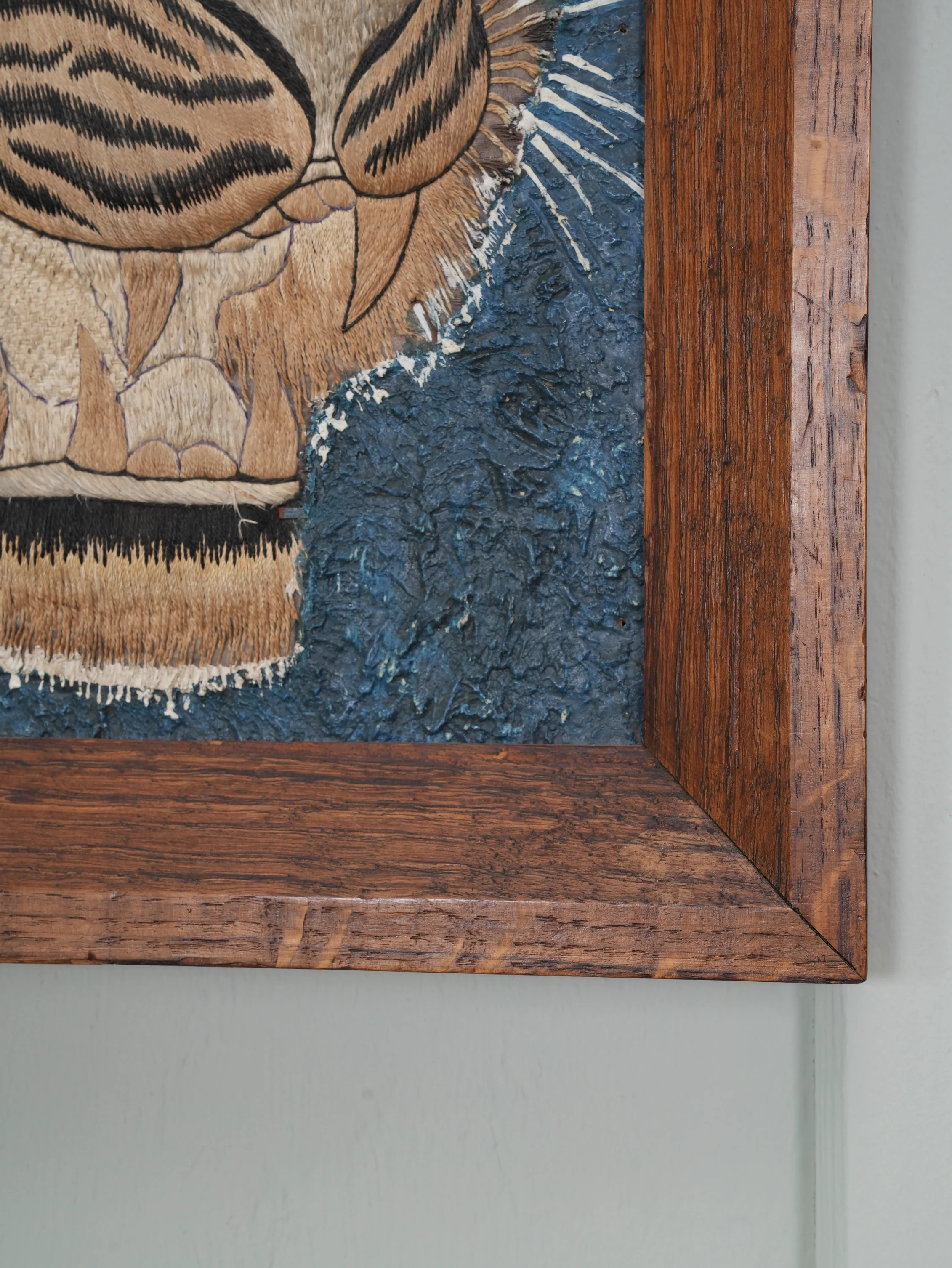 A Pair of Framed Silk Embroideries of Tigers Heads - Image 12
