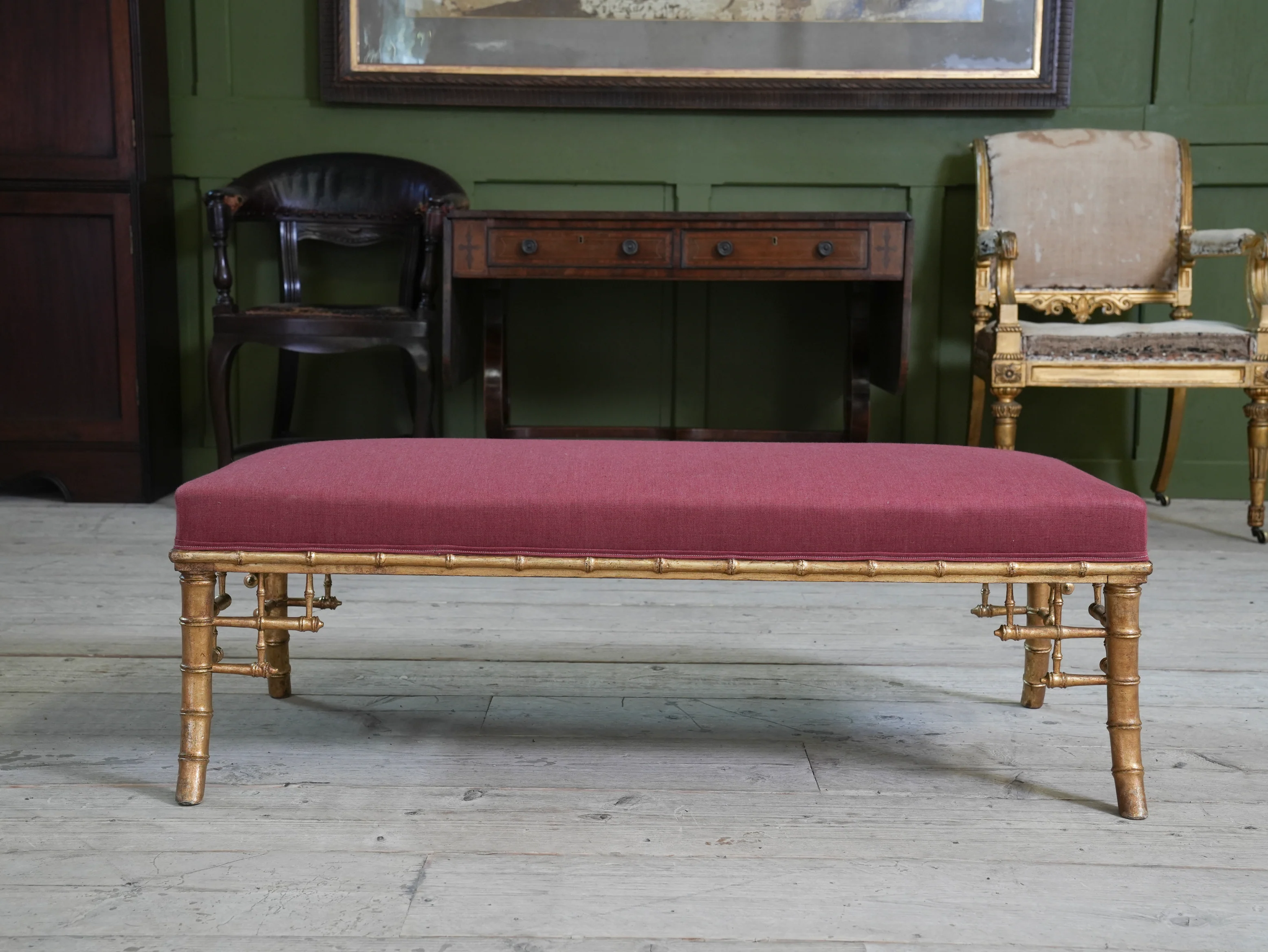 A 19th Century Faux Bamboo Gilt Stool - Image 5