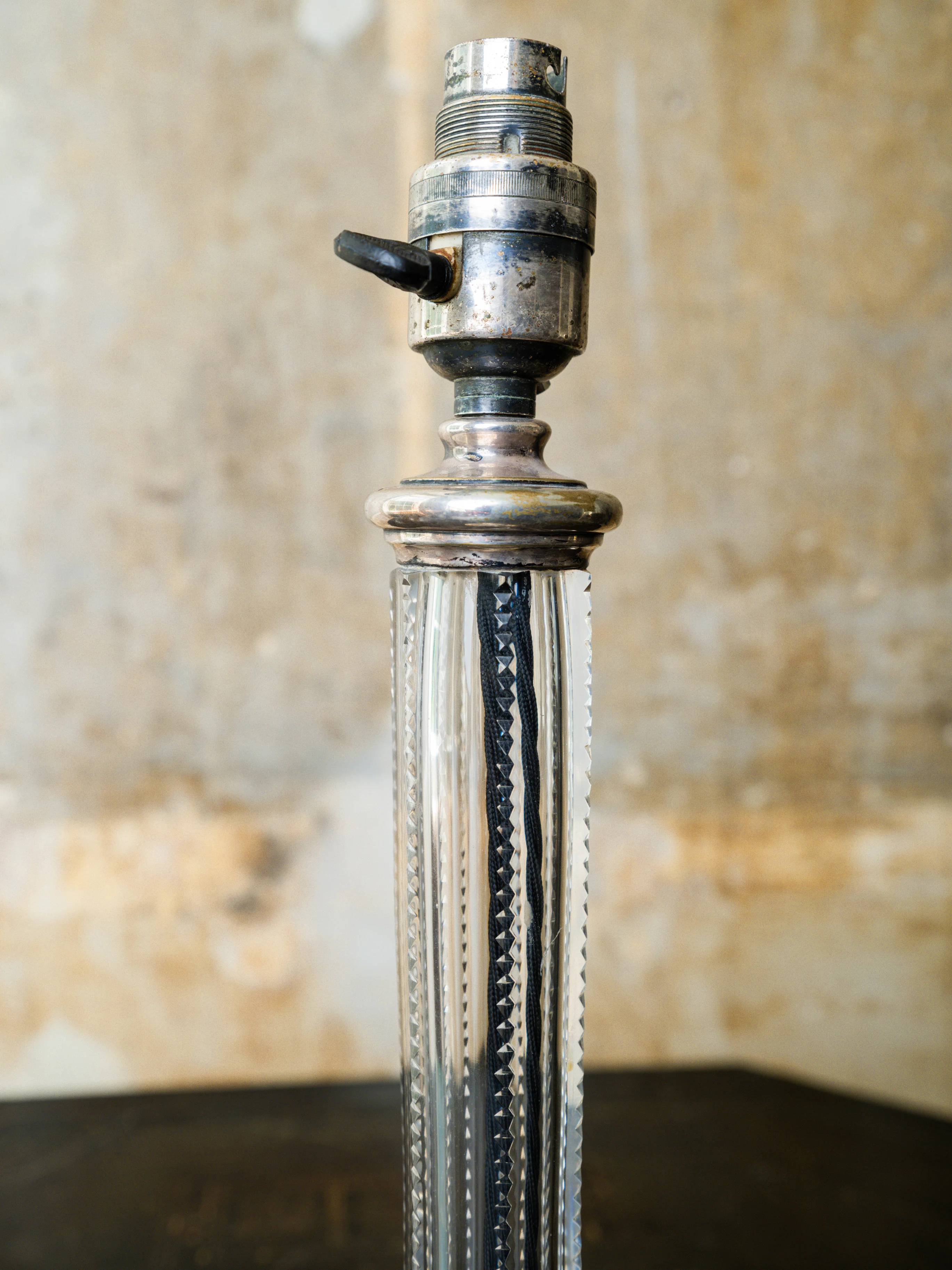 A Silver Plated Cut Glass Table Lamp - Image 4