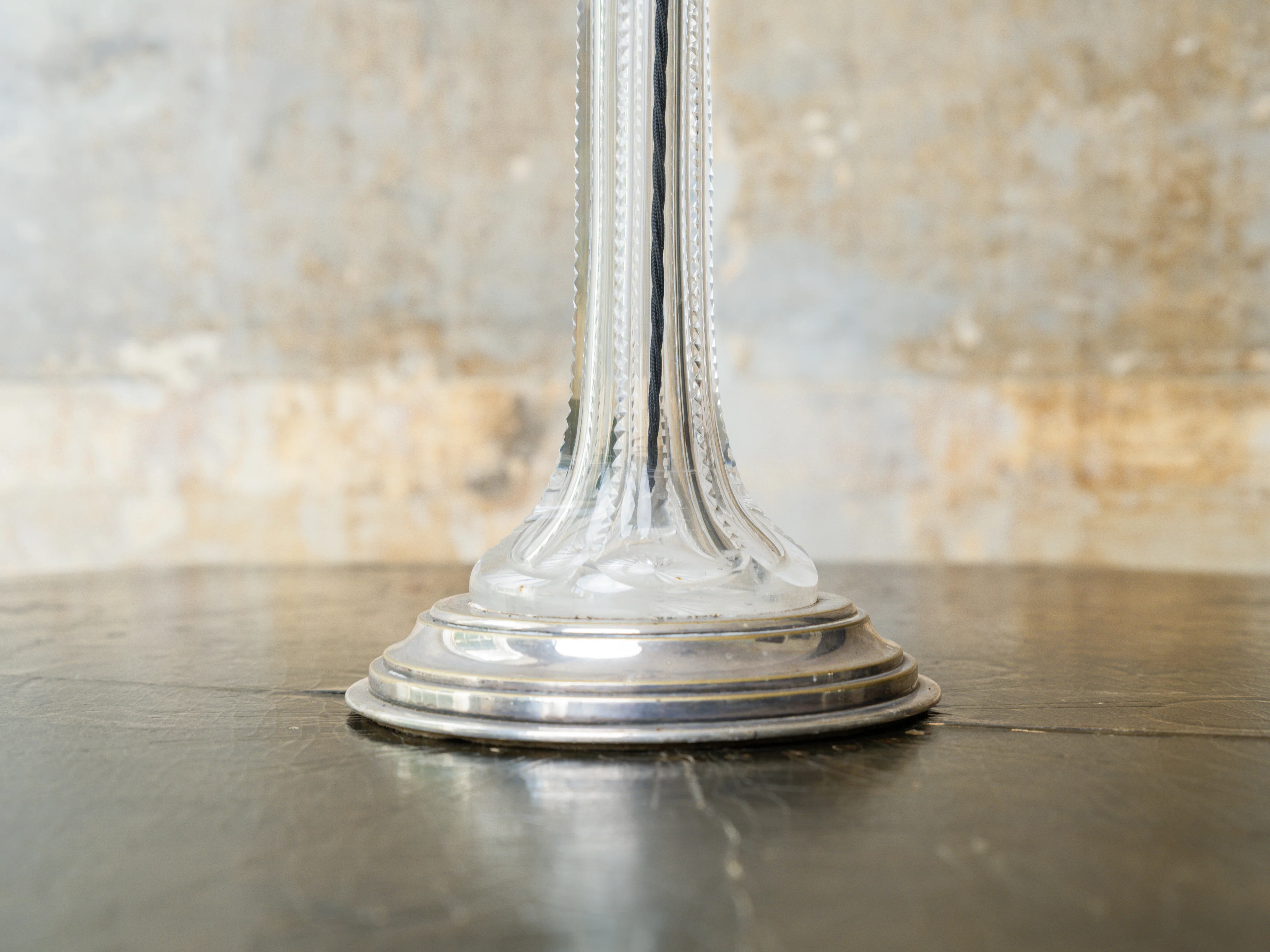 A Silver Plated Cut Glass Table Lamp - Image 7