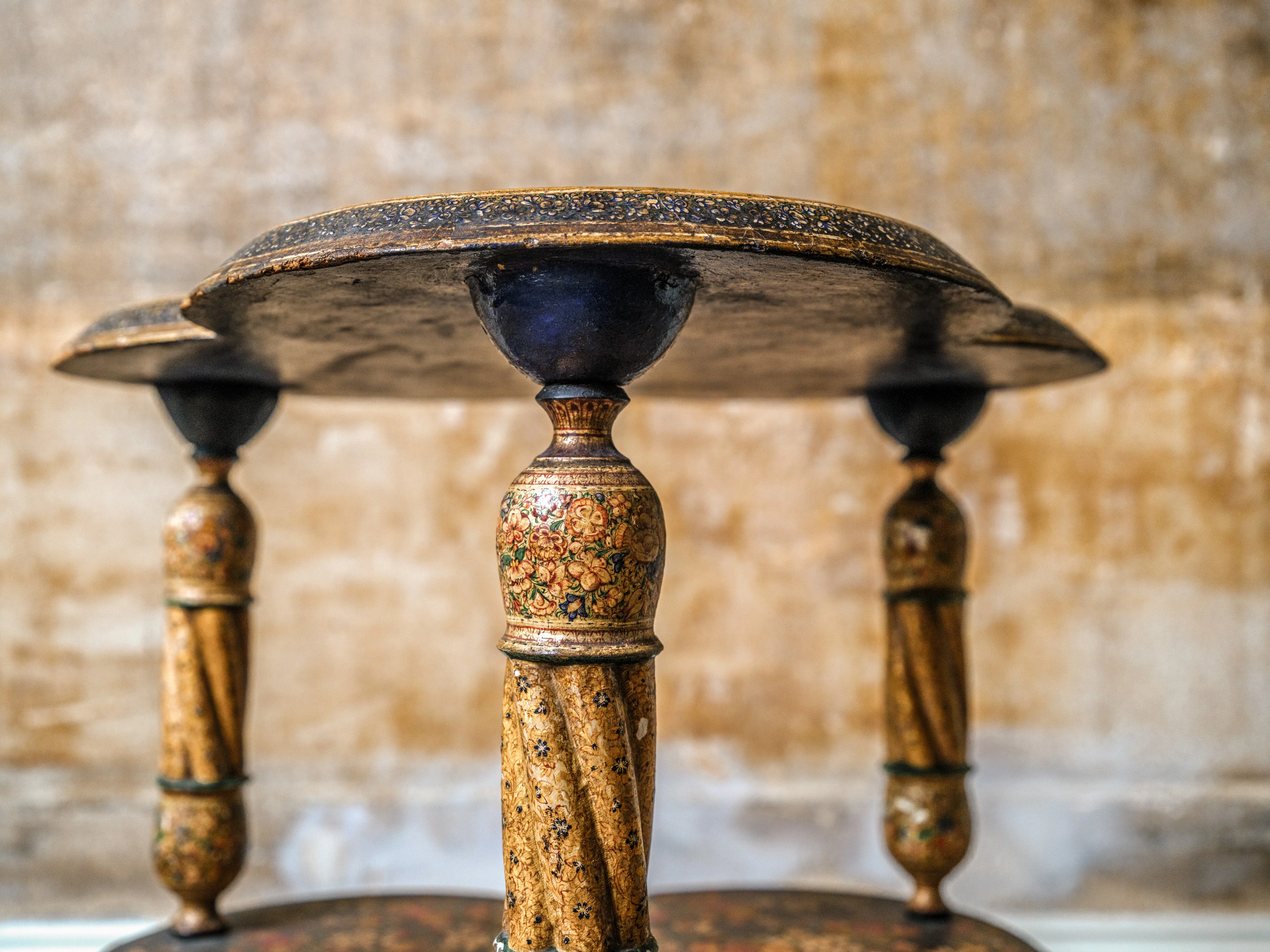 Kashmiri Polychrome-Laquered Side Table - Image 4