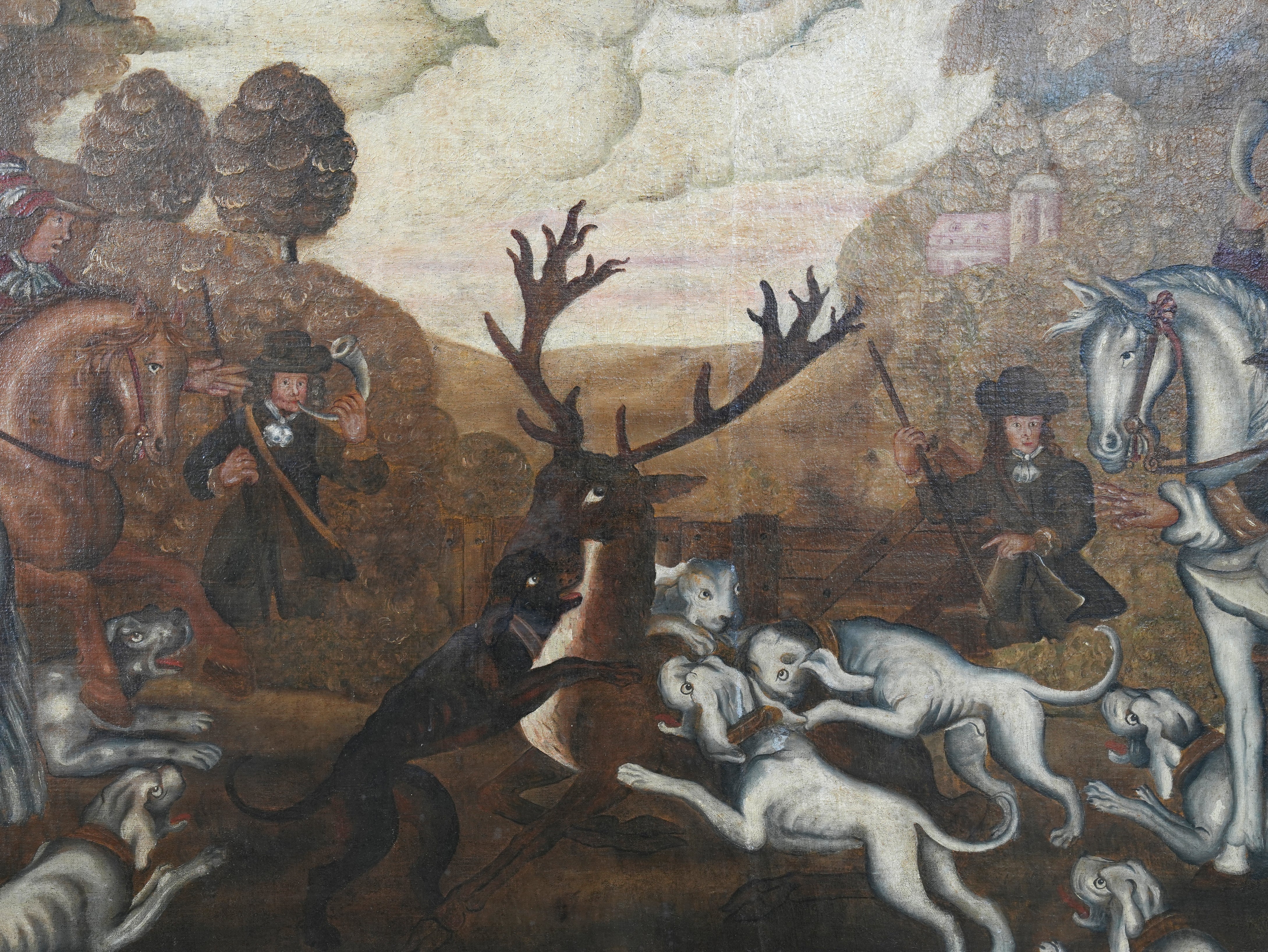 An 18th Century Painting of a Hunting Scene - Image 9