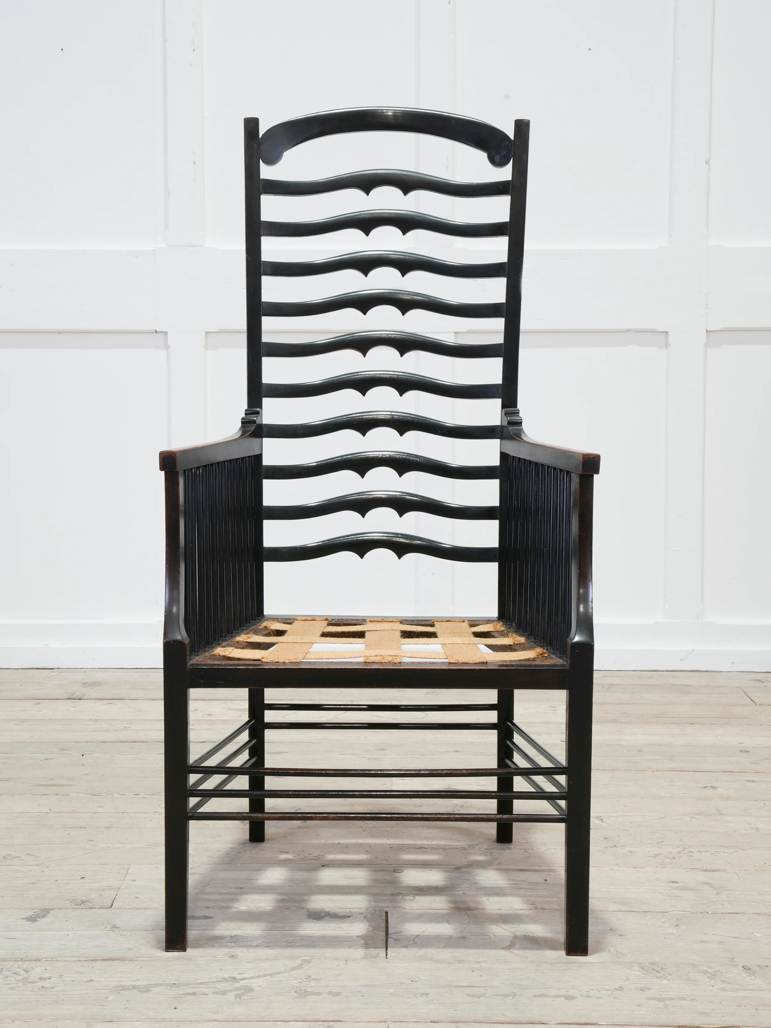 An Ebonised Ladder Back Arm Chair - Image 2
