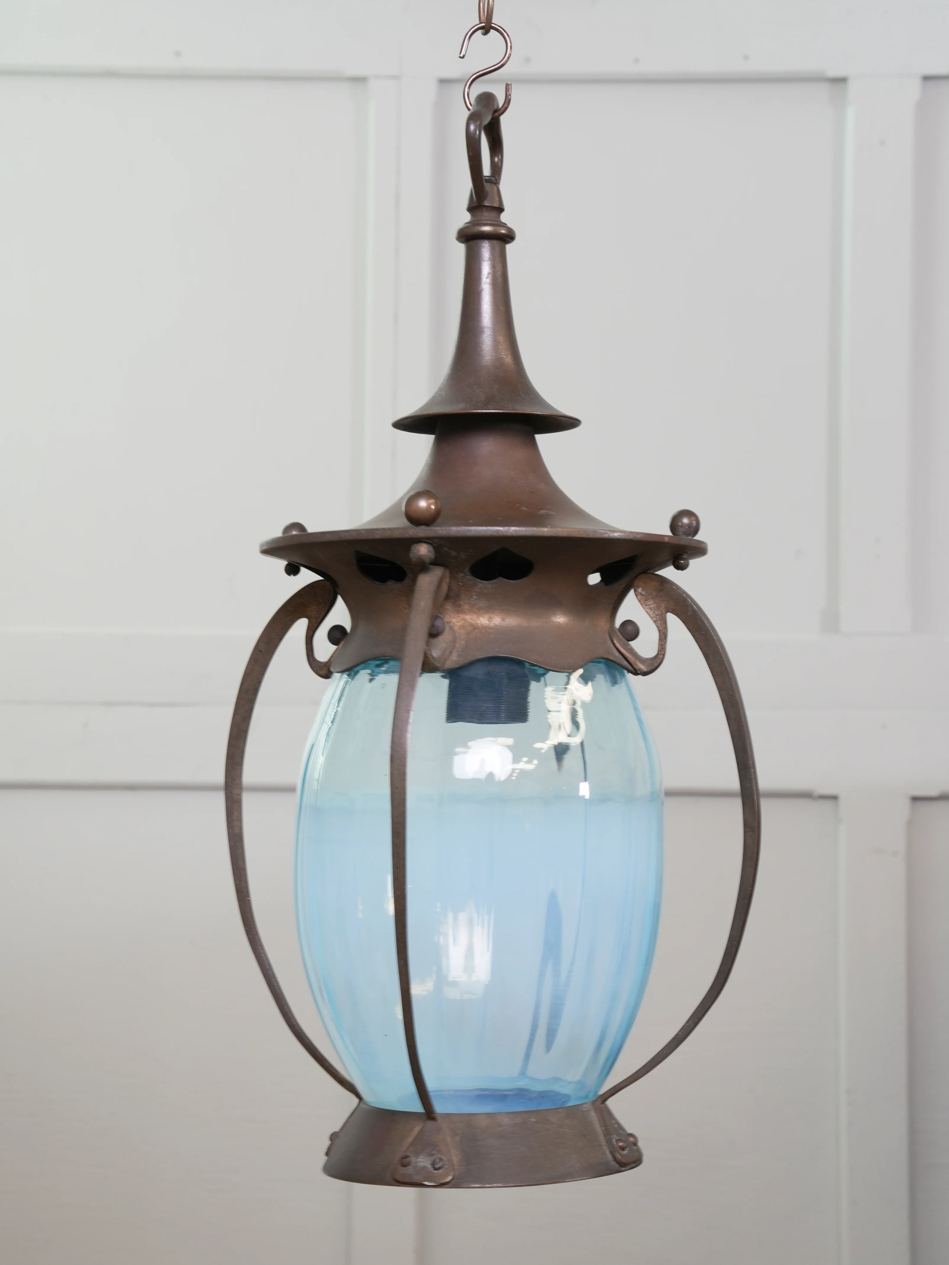 A Brass Arts & Crafts Hall Lantern - Image 2